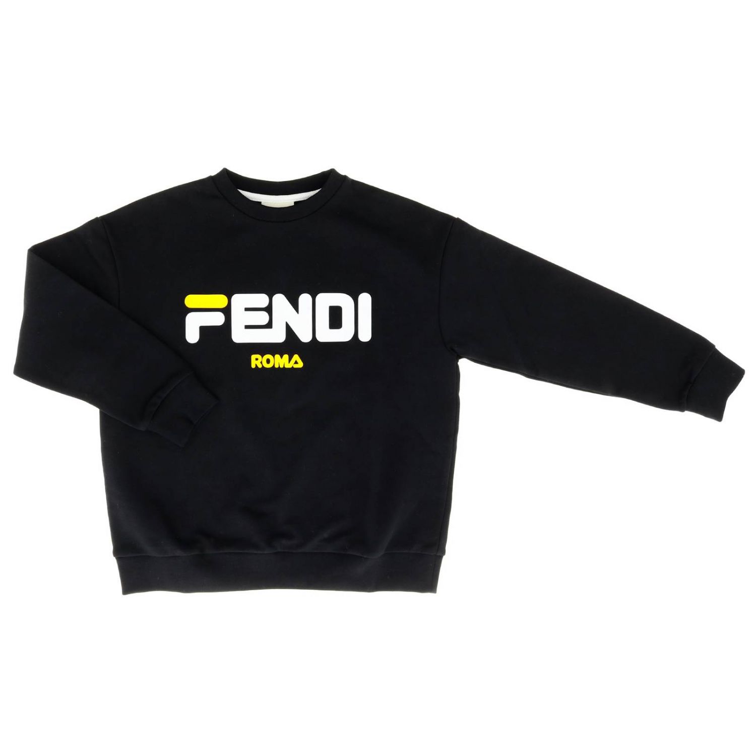 Fendi Outlet: Felpa a girocollo con maxi logo - Nero | Maglia Fendi JUH005  A6I4 GIGLIO.COM