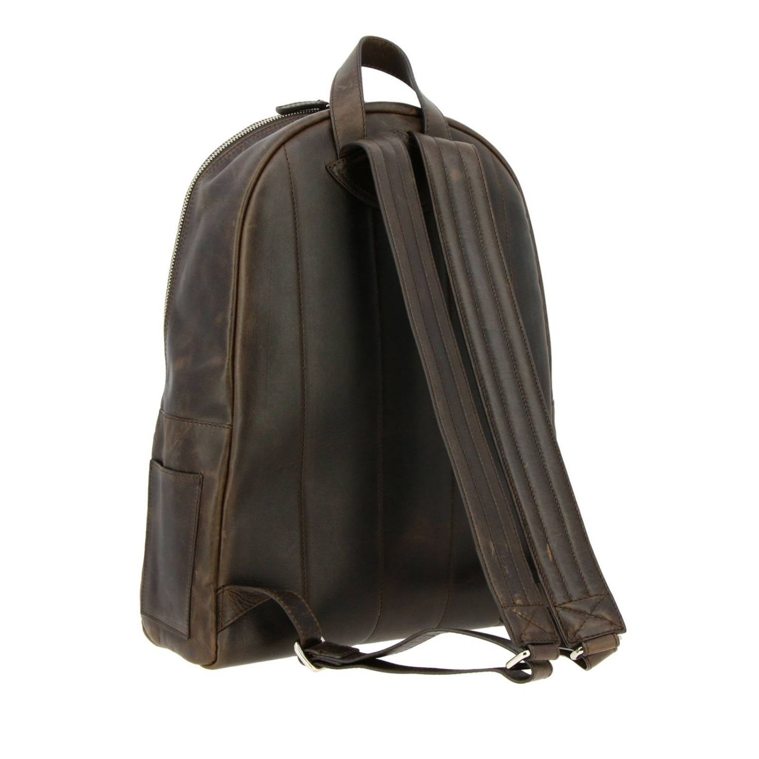 Orciani Outlet: Zaino large in vera pelle effetto vintage full zip - Moro | Zaino  Orciani P00635 TIK GIGLIO.COM