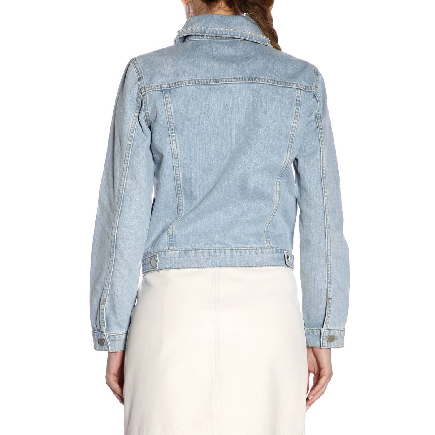 Twinset Outlet: Giubbotto di jeans Twin-set corto con micro applicazioni -  Denim | Giacca Twinset TP2535 GIGLIO.COM