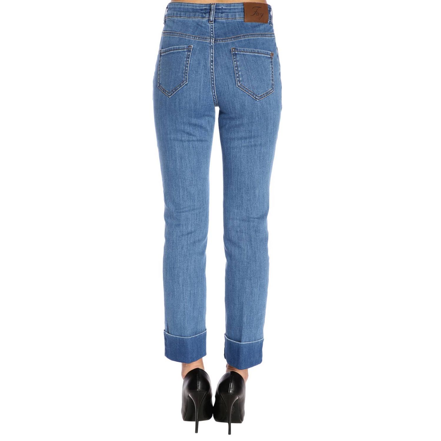 Fay Outlet: Jeans stretch used a vita media modello a 5 tasche - Blue | Jeans  Fay NTW8238501L E11 GIGLIO.COM