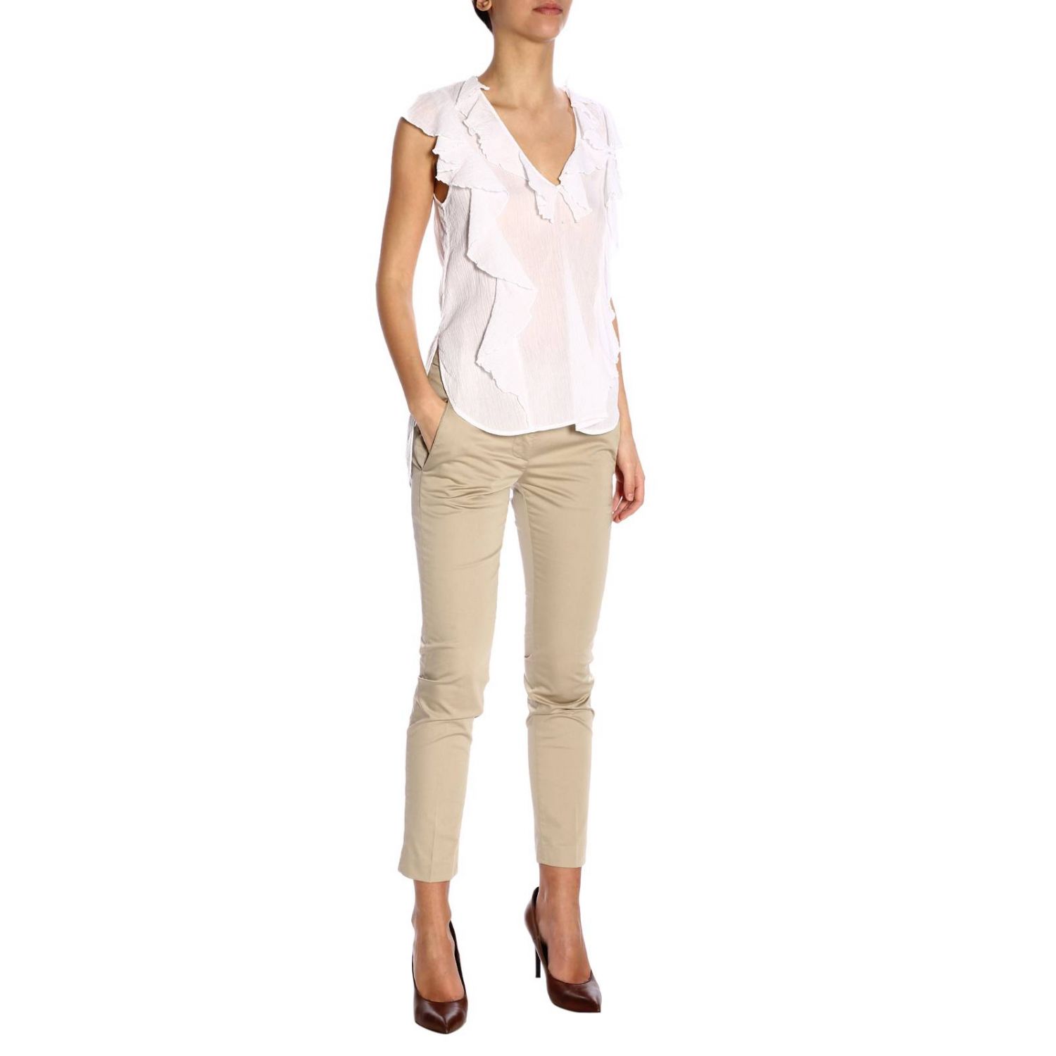 Dondup Outlet: top for woman - White | Dondup top DC042 CF0153 online ...