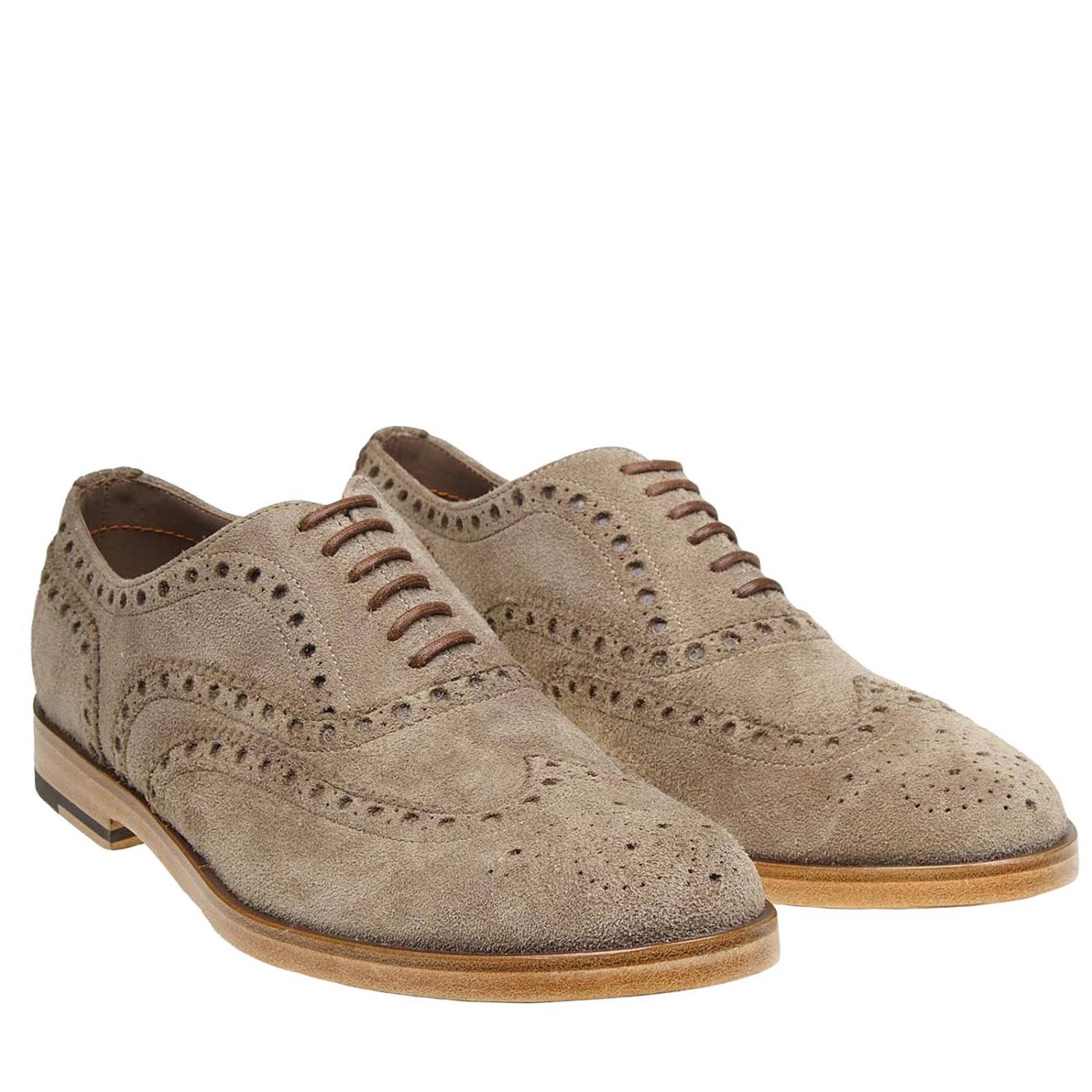 Santoni Outlet: Brogue shoes men - Beige | Brogue Shoes Santoni ...