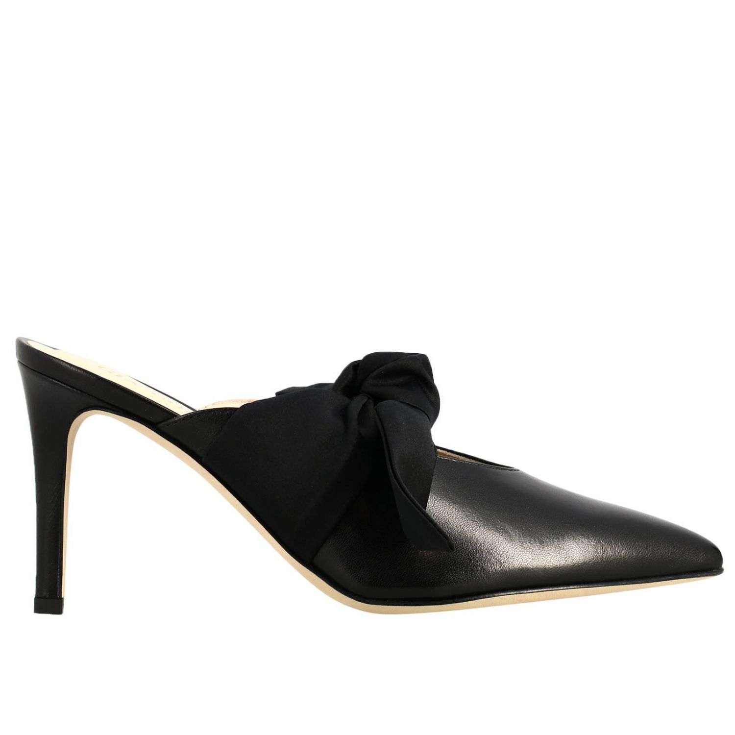 Scarpe con tacco Gia Couture: Sandalo Gia Couture in pelle con maxi fiocco in raso nero 1