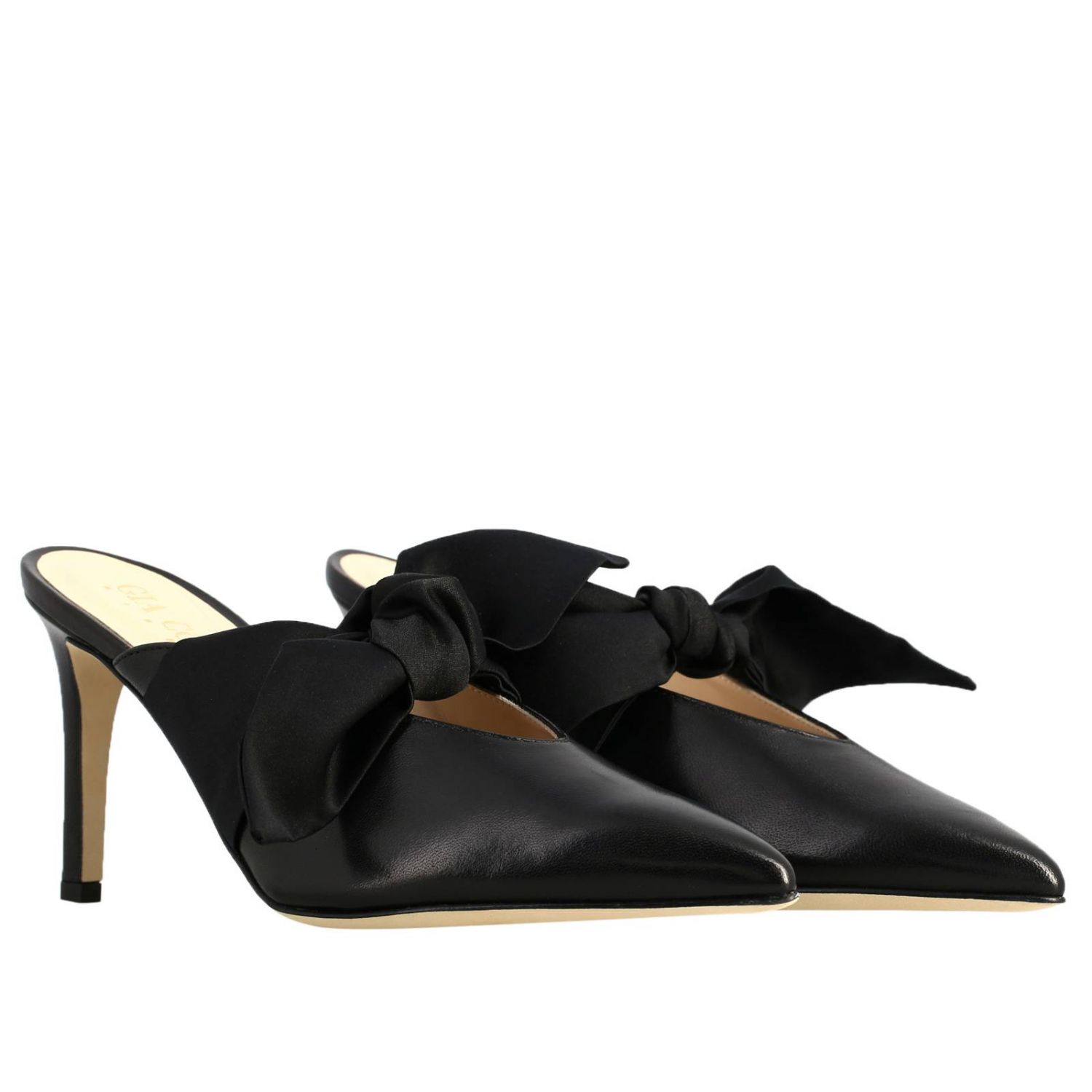 Scarpe con tacco Gia Couture: Sandalo Gia Couture in pelle con maxi fiocco in raso nero 2