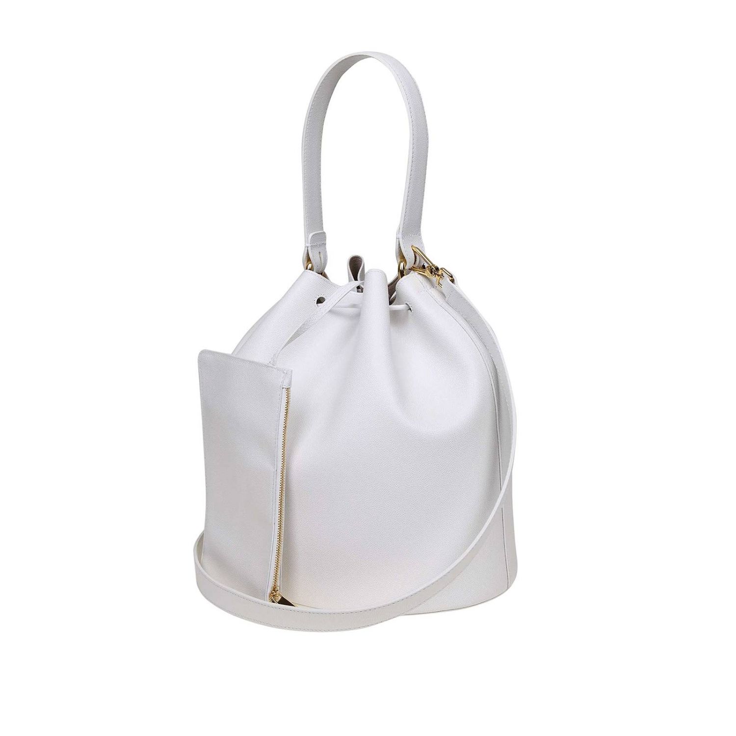 Furla Outlet: Borsa Corona a secchiello in pelle con monogramma - Bianco |  Borse Tote Furla 1007817 GIGLIO.COM