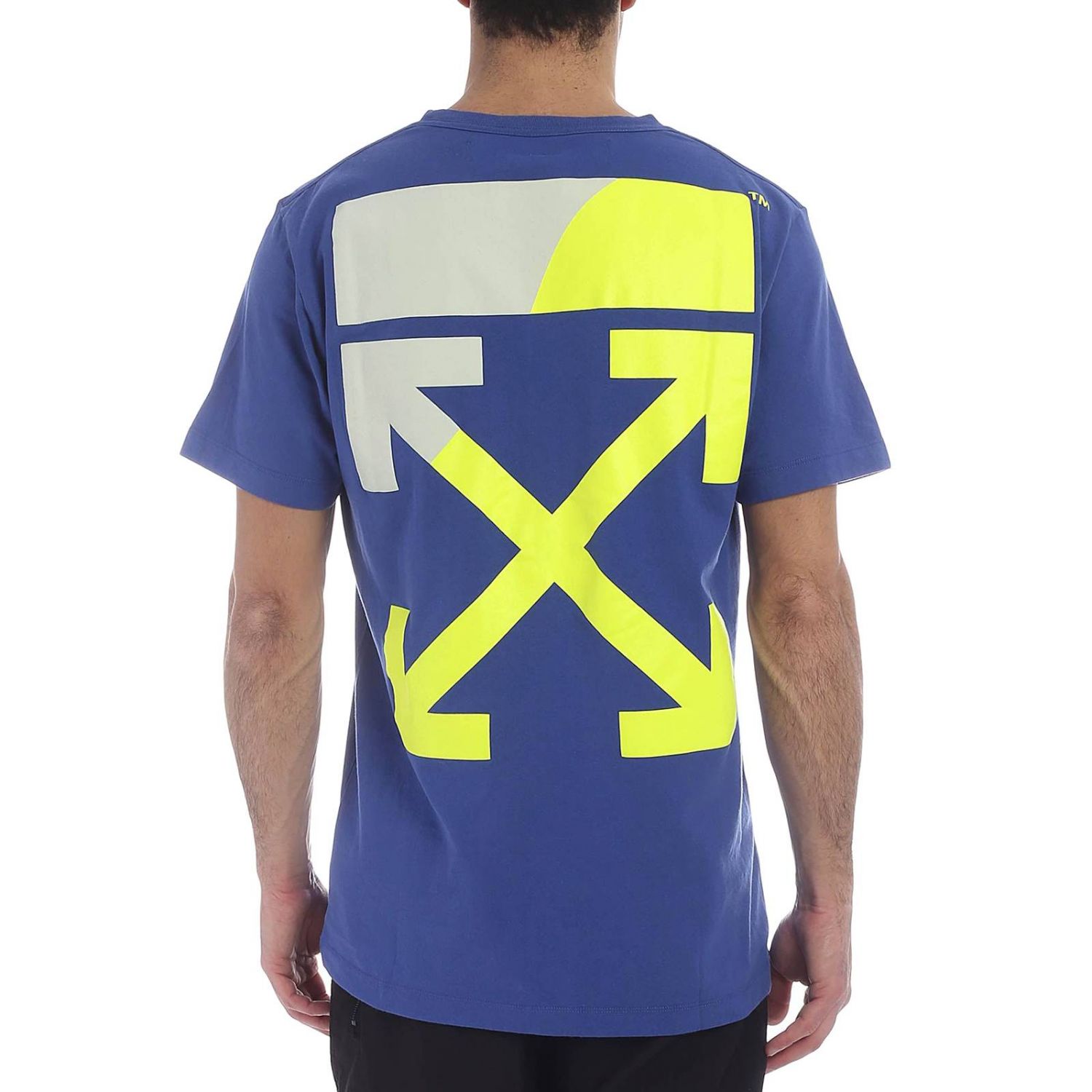 off white t shirt blue and yellow