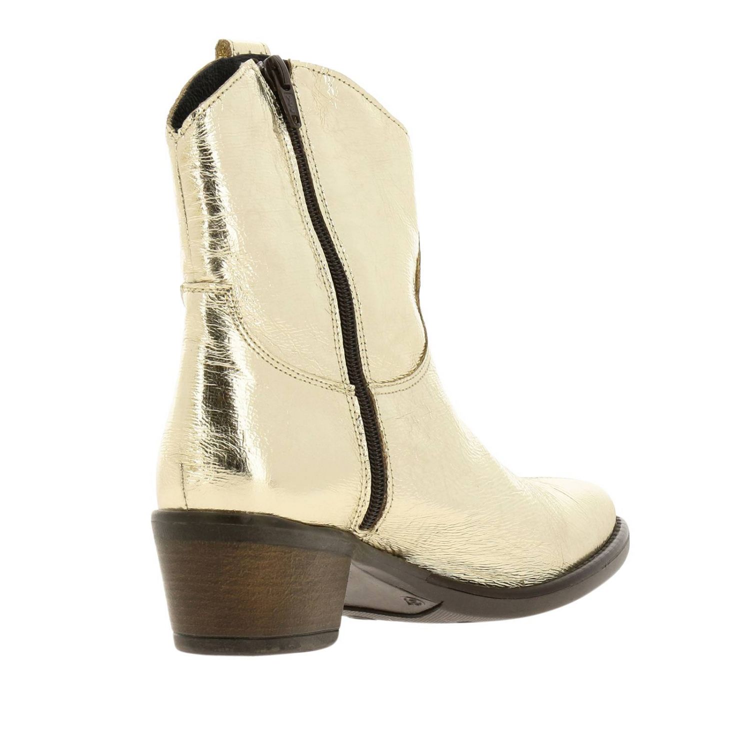gold flat ankle boots
