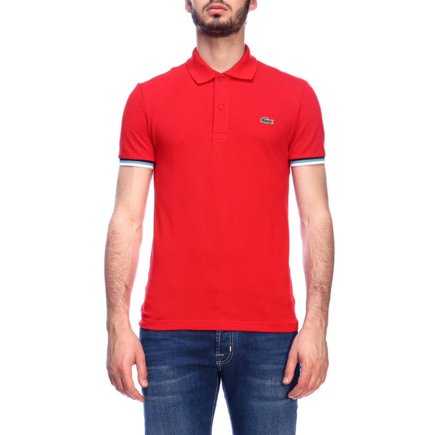 mens red lacoste t shirt