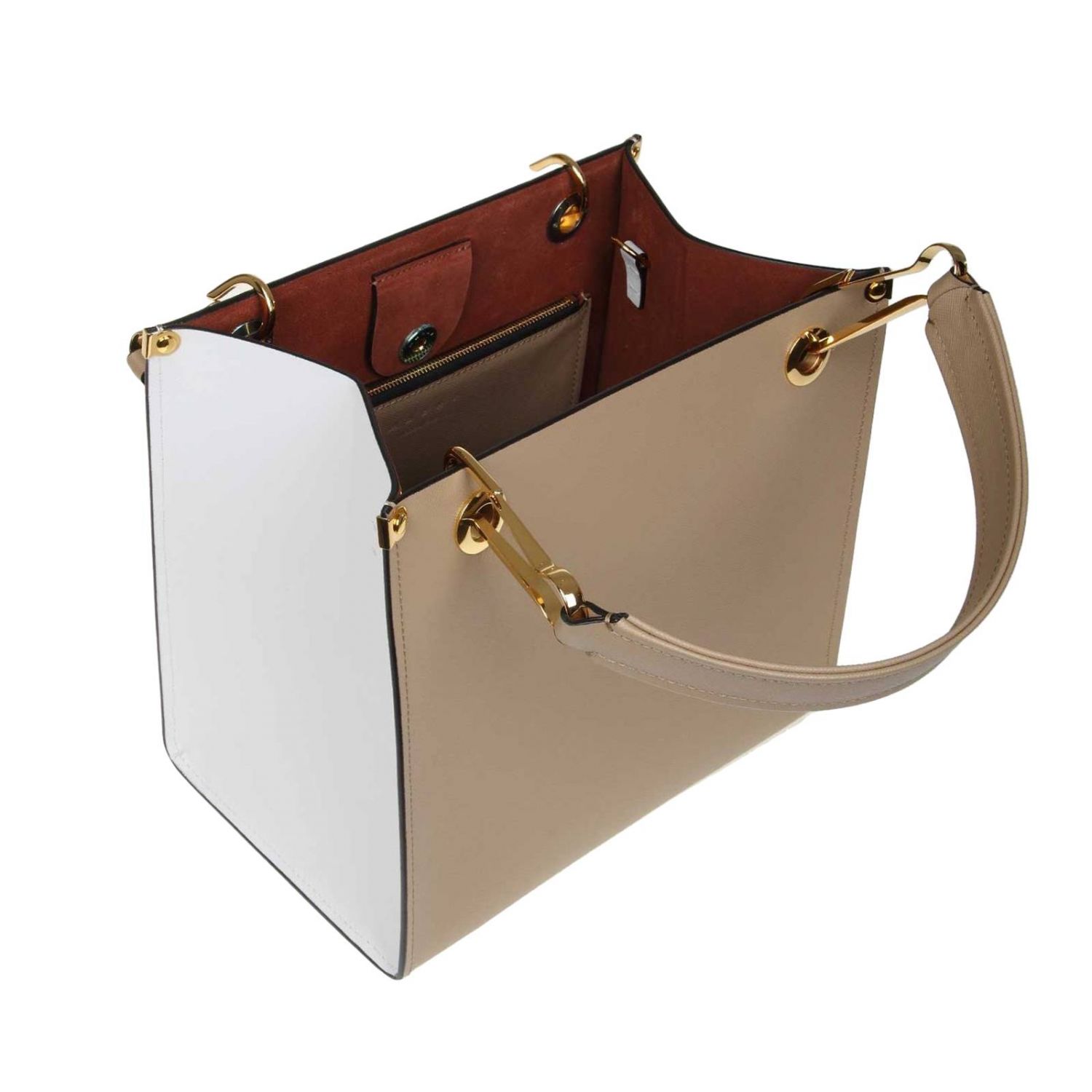 Marni Outlet: tote bag in bicolor leather with double handles | Tote