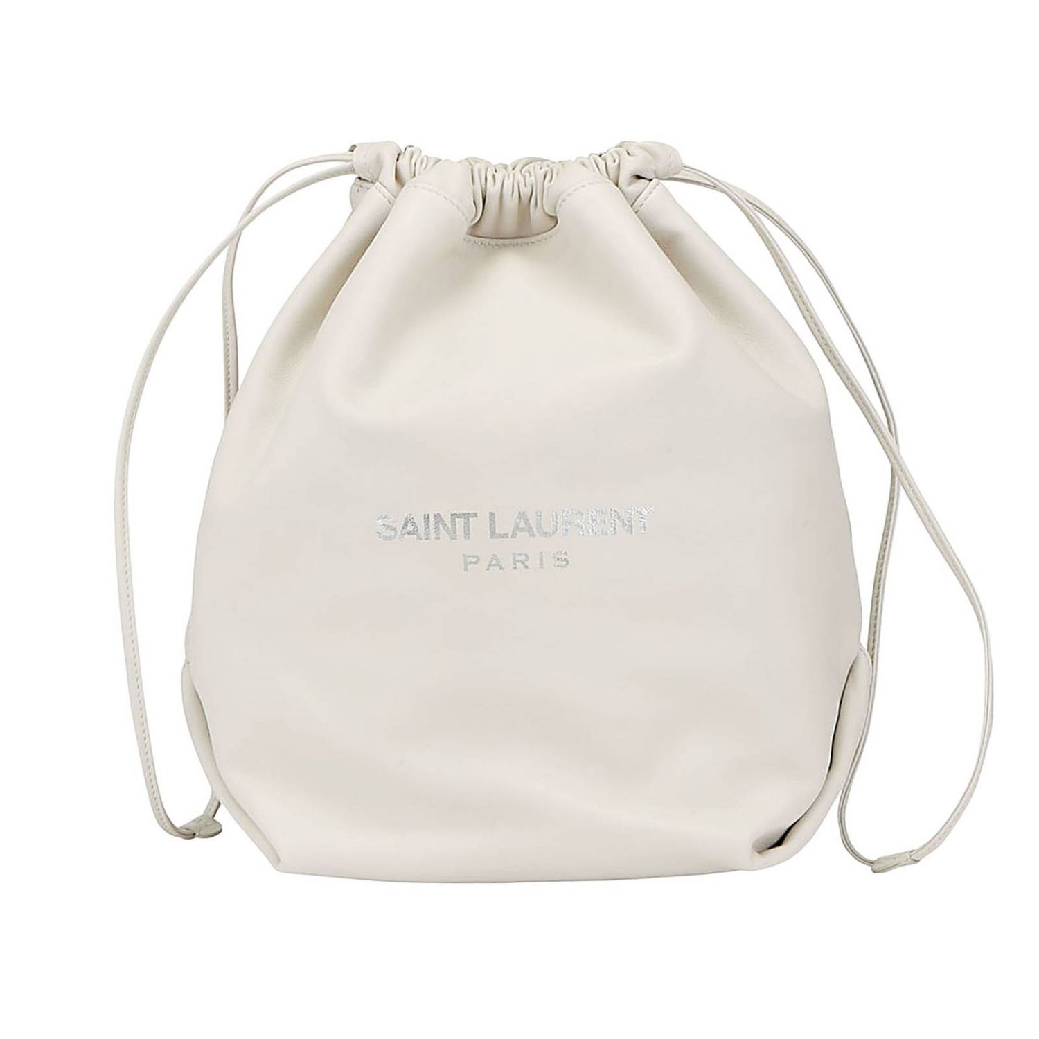 SAINT LAURENT: Teddy bucket bag with shoulder strap - Cream | Backpack ...