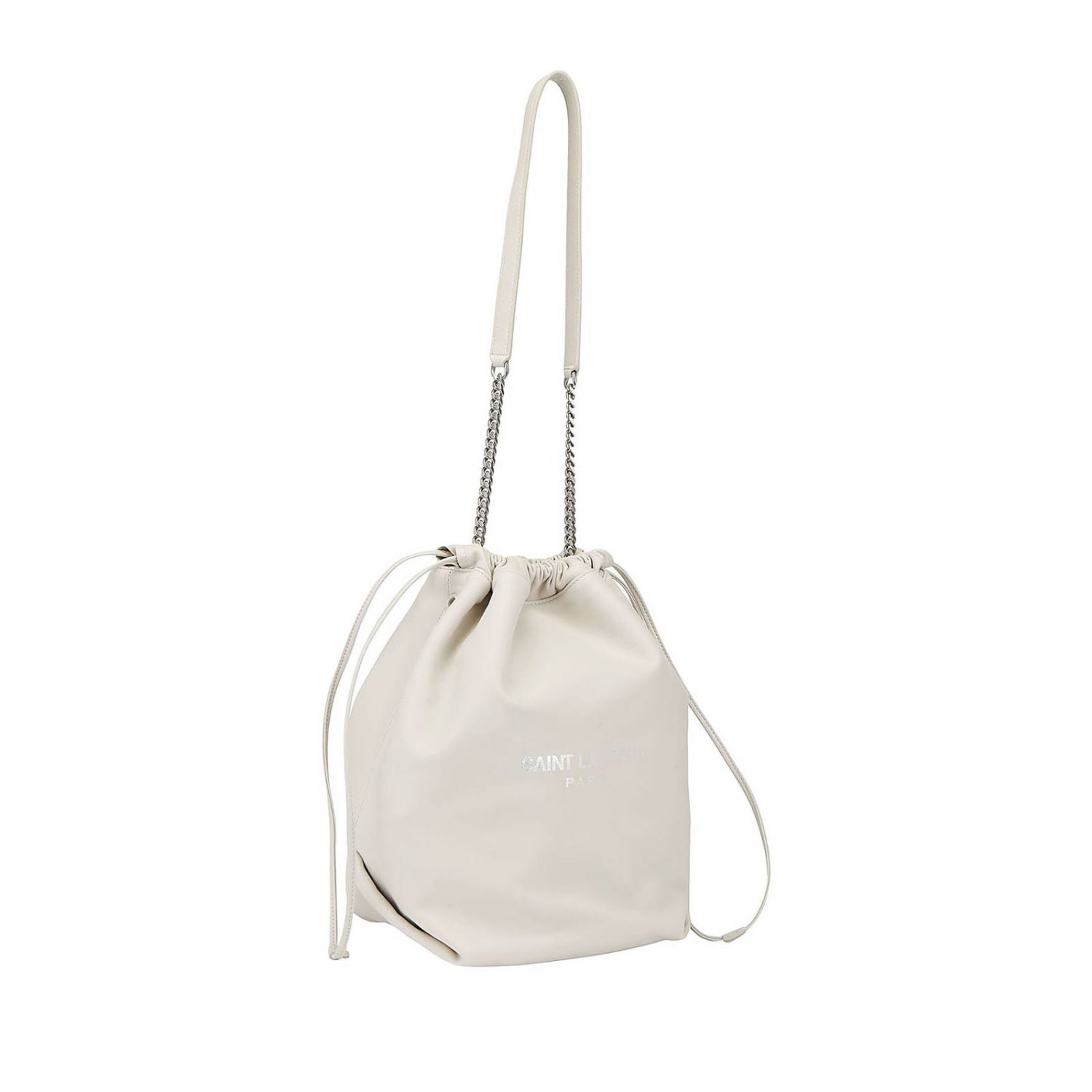 SAINT LAURENT: Teddy bucket bag with shoulder strap - Cream | Backpack ...