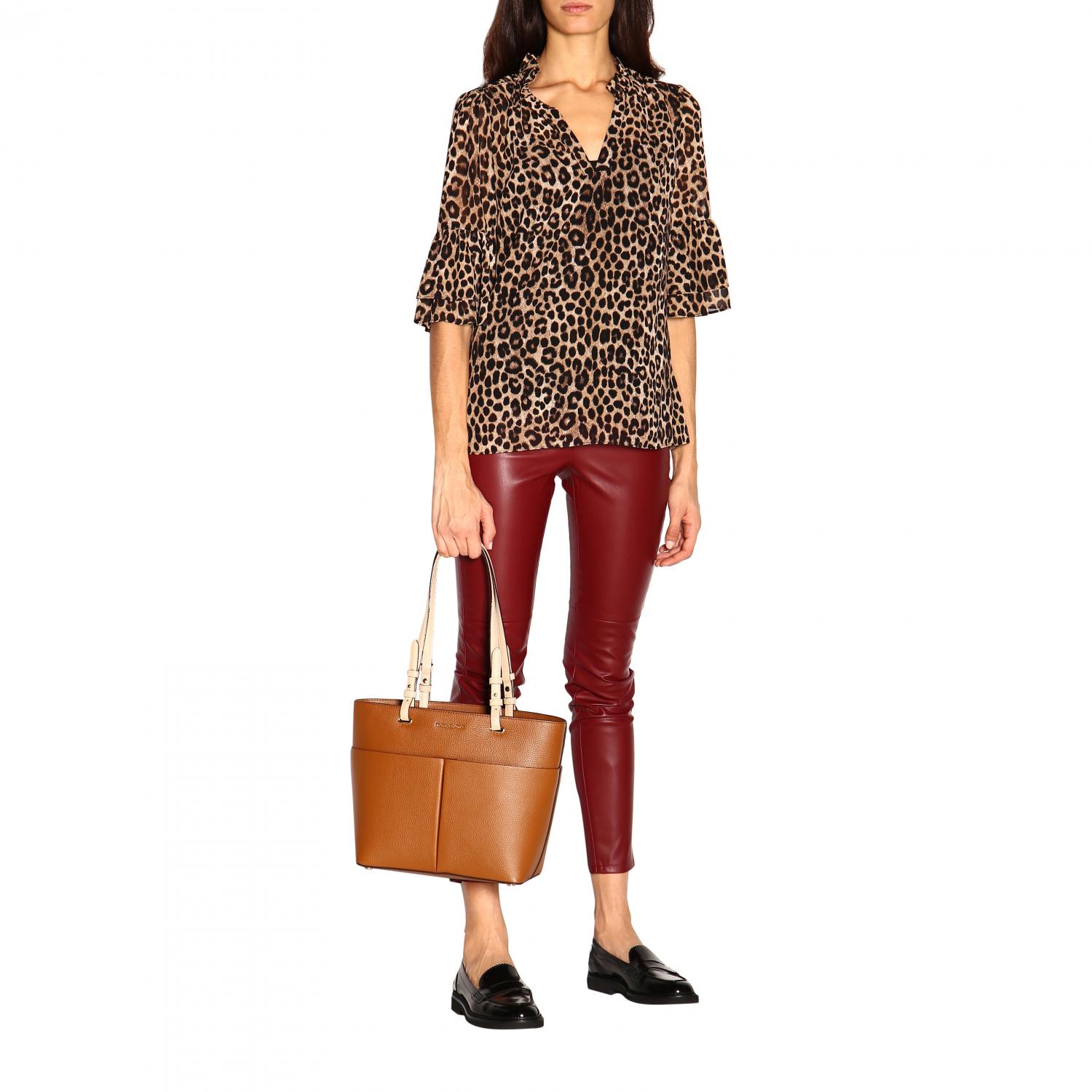 Michael Michael Kors Outlet: Borsa Bedford shopping bag media in pelle  martellata con logo - Cuoio | Borse A Tracolla Michael Michael Kors  30S9GBFT2L GIGLIO.COM