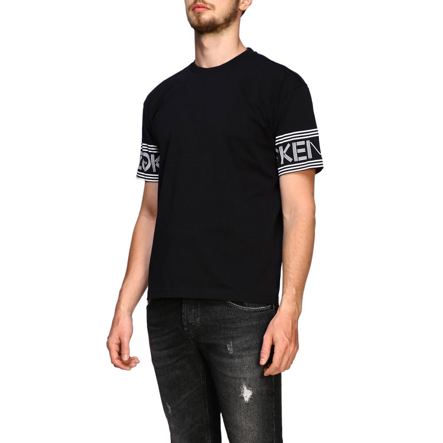 Kenzo Outlet: Short-sleeved T-shirt with Paris prints - Black | Kenzo t-shirt F005TS0434BD 