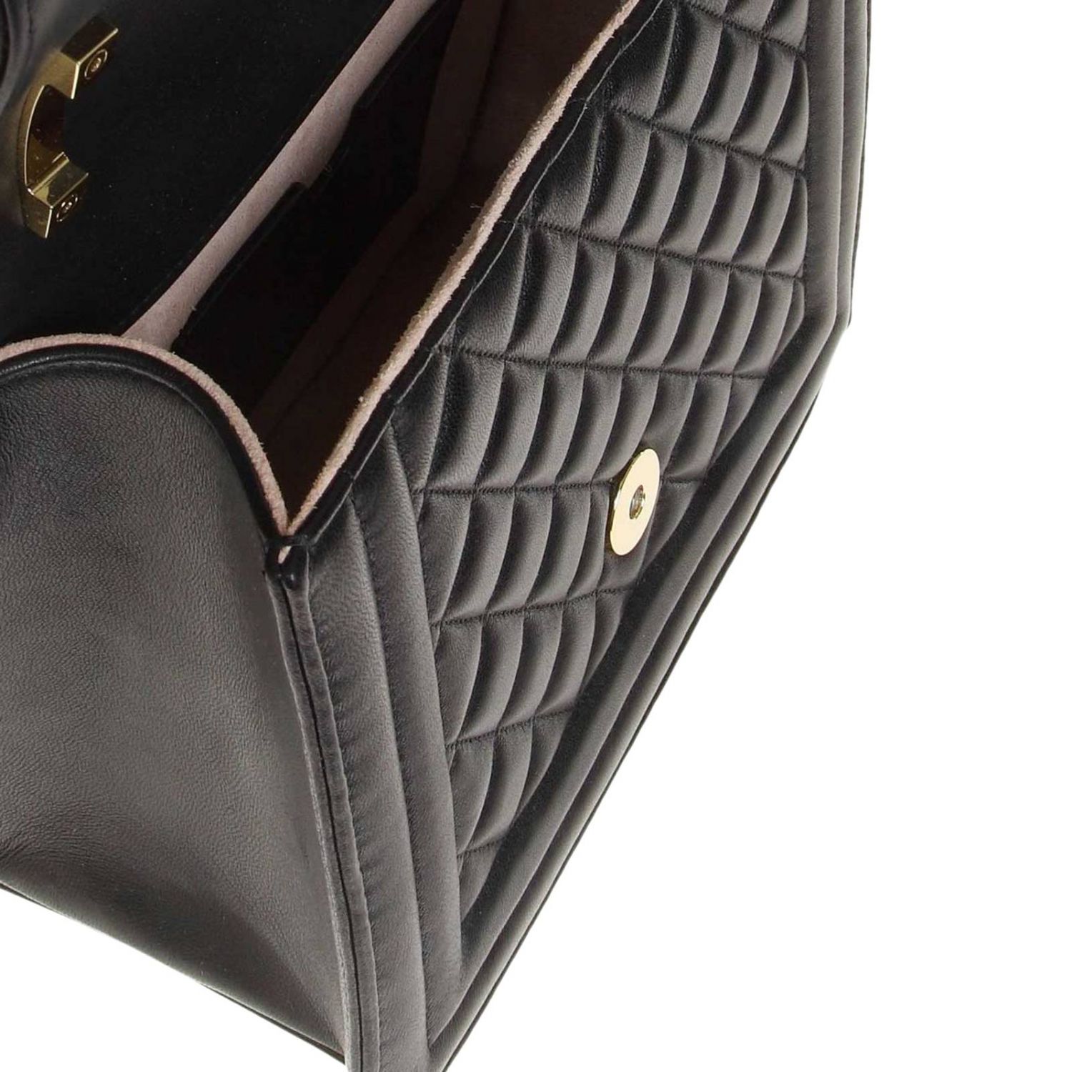 BALMAIN quilted leather shoulder bag with embossed monogram Black