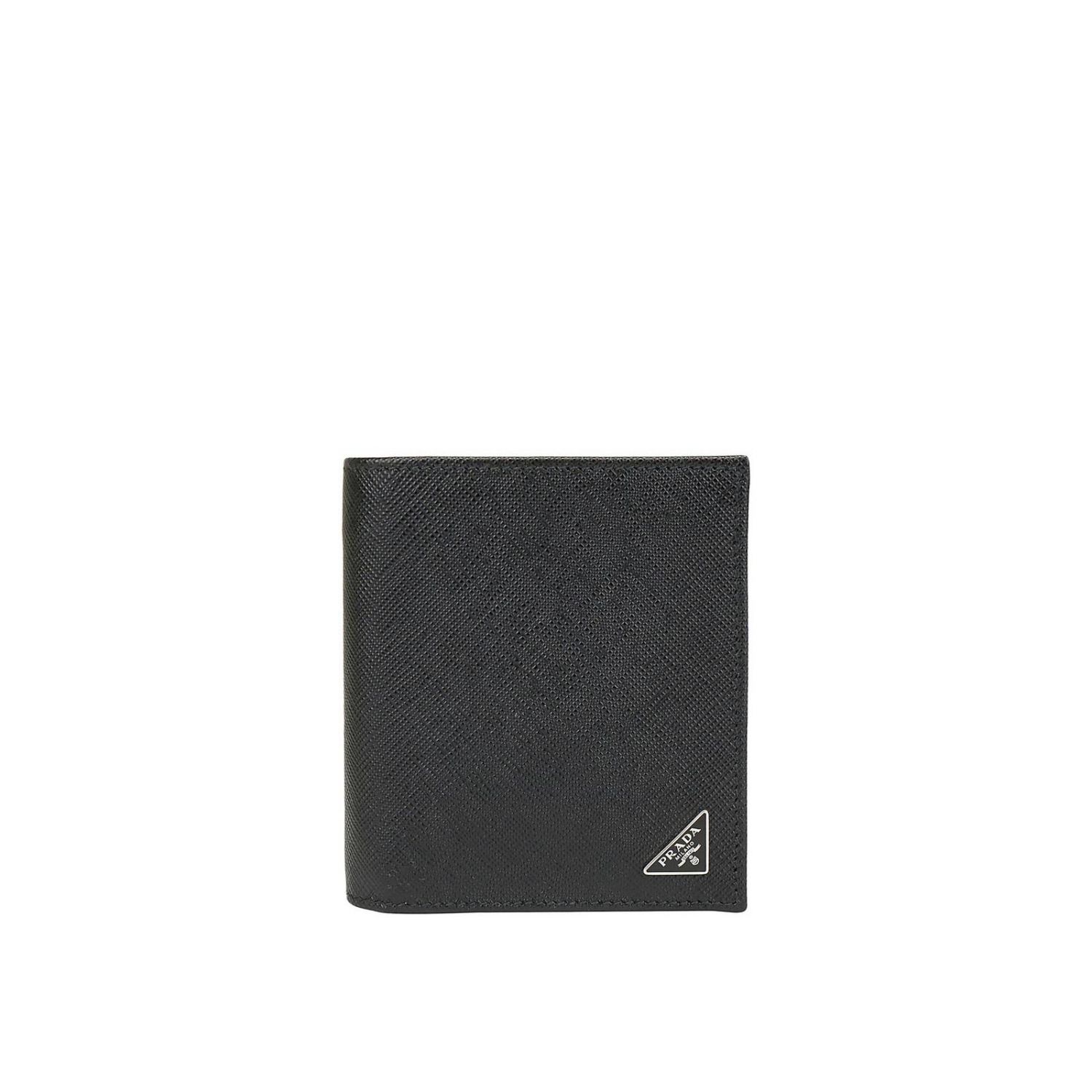 PRADA: wallet in leather with triangular logo | Wallet Prada Men Black ...