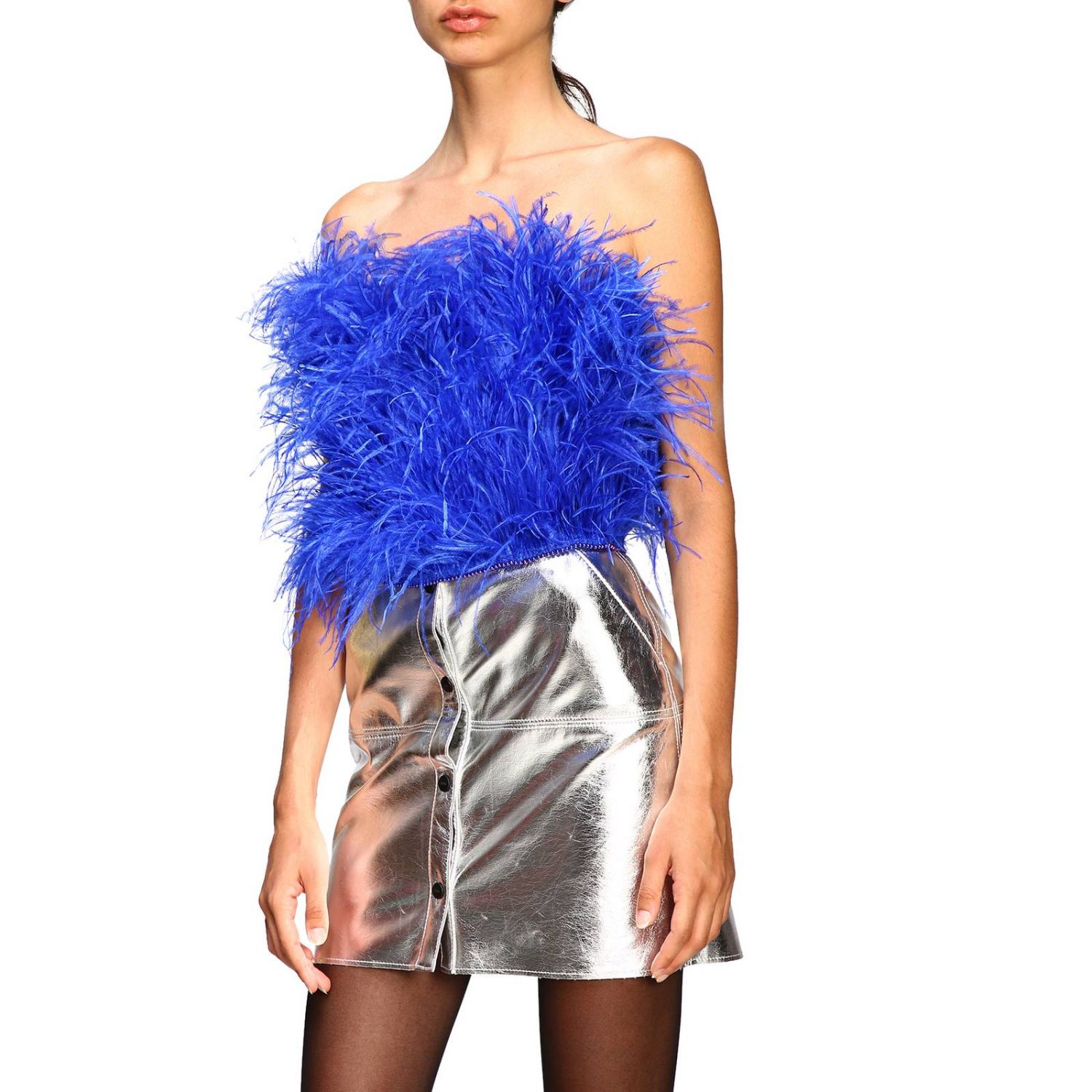 The Attico Outlet: Top Attico di piume - Elettrico | Top E Bluse The Attico  191WC262H004 GIGLIO.COM