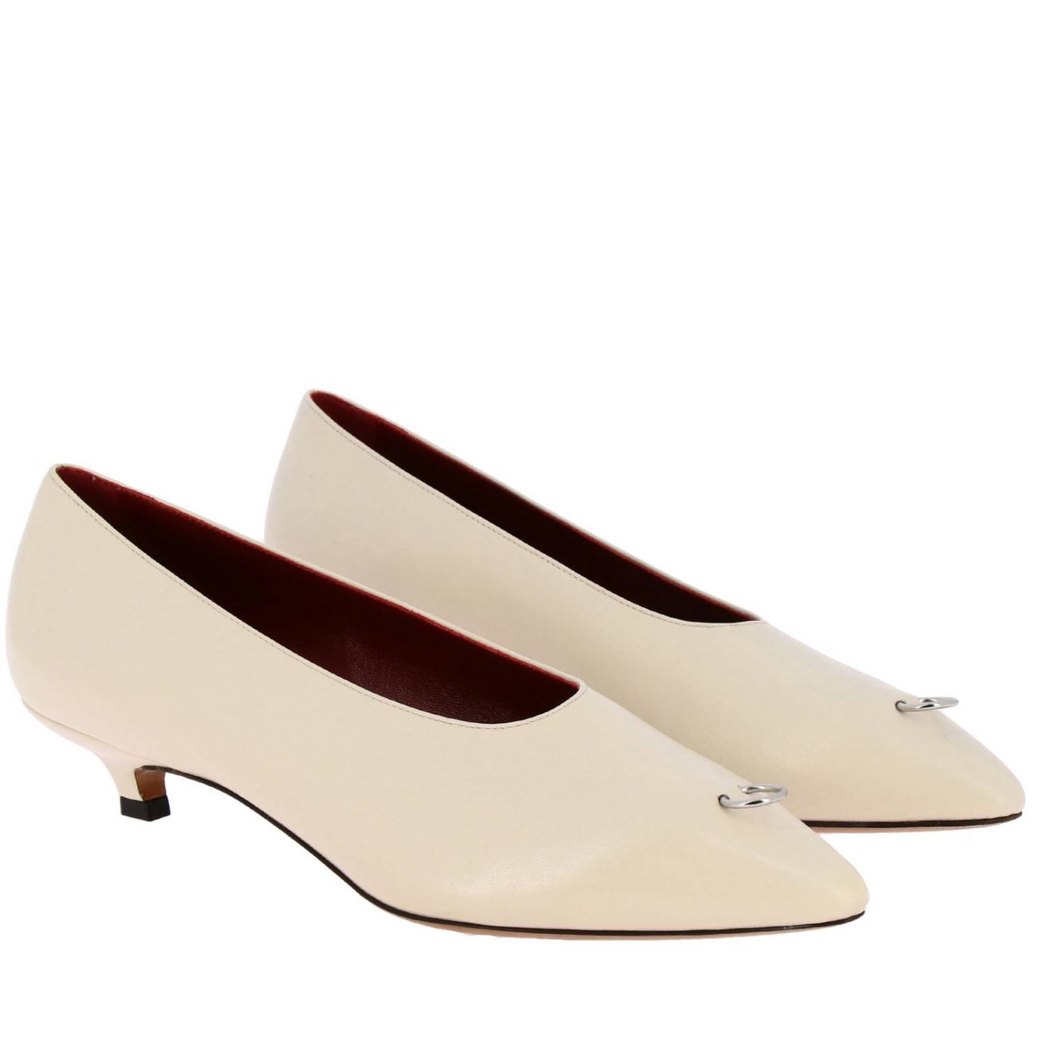Marni Outlet: Pumps in pelle con tacco a rocchetto e piercing - Bianco |  Décolleté Marni PUMS002204LG139 GIGLIO.COM