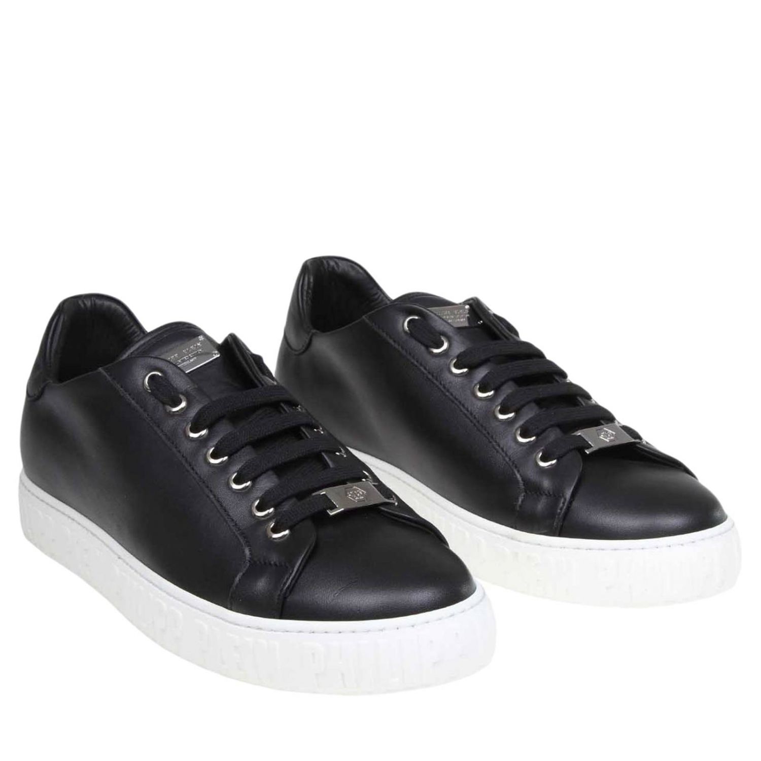 Philipp Plein Outlet: Lace-up sneakers in leather with maxi skull ...