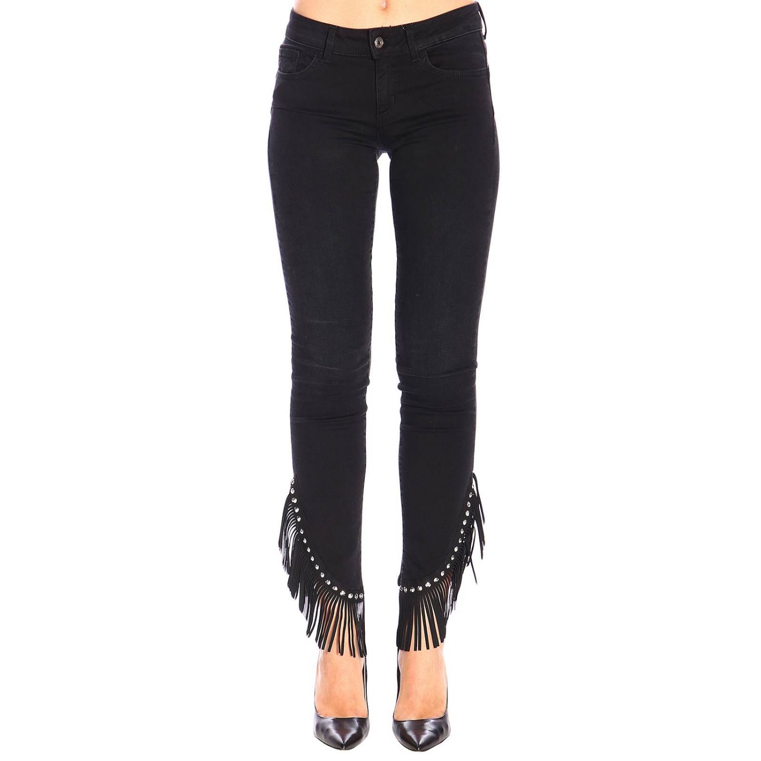 Liu Jo Outlet: Jeans in denim stretch con frange - Denim | Jeans Liu Jo  U69099D4297 GIGLIO.COM
