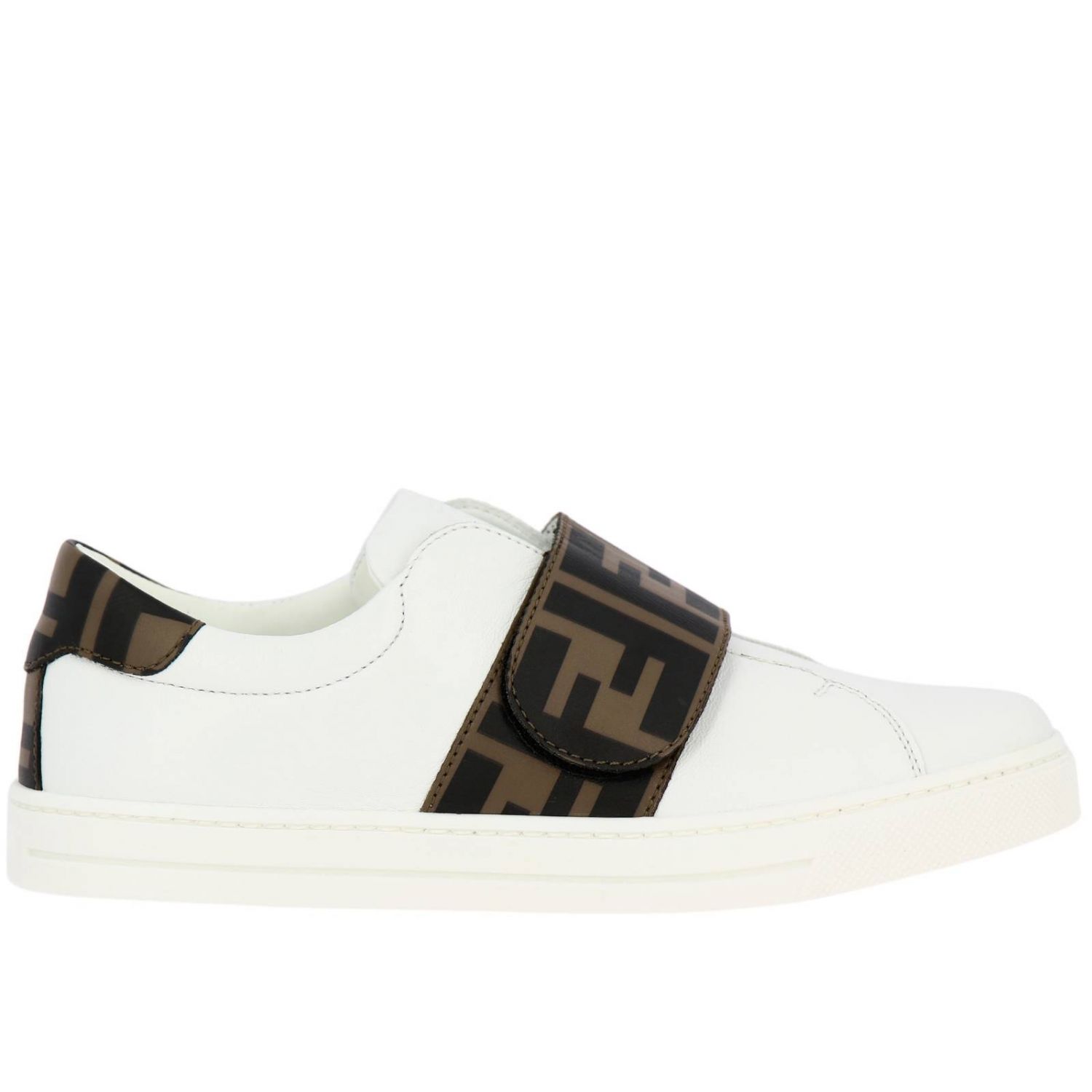 FENDI: leather sneakers with FF band | Shoes Fendi Kids White | Shoes ...