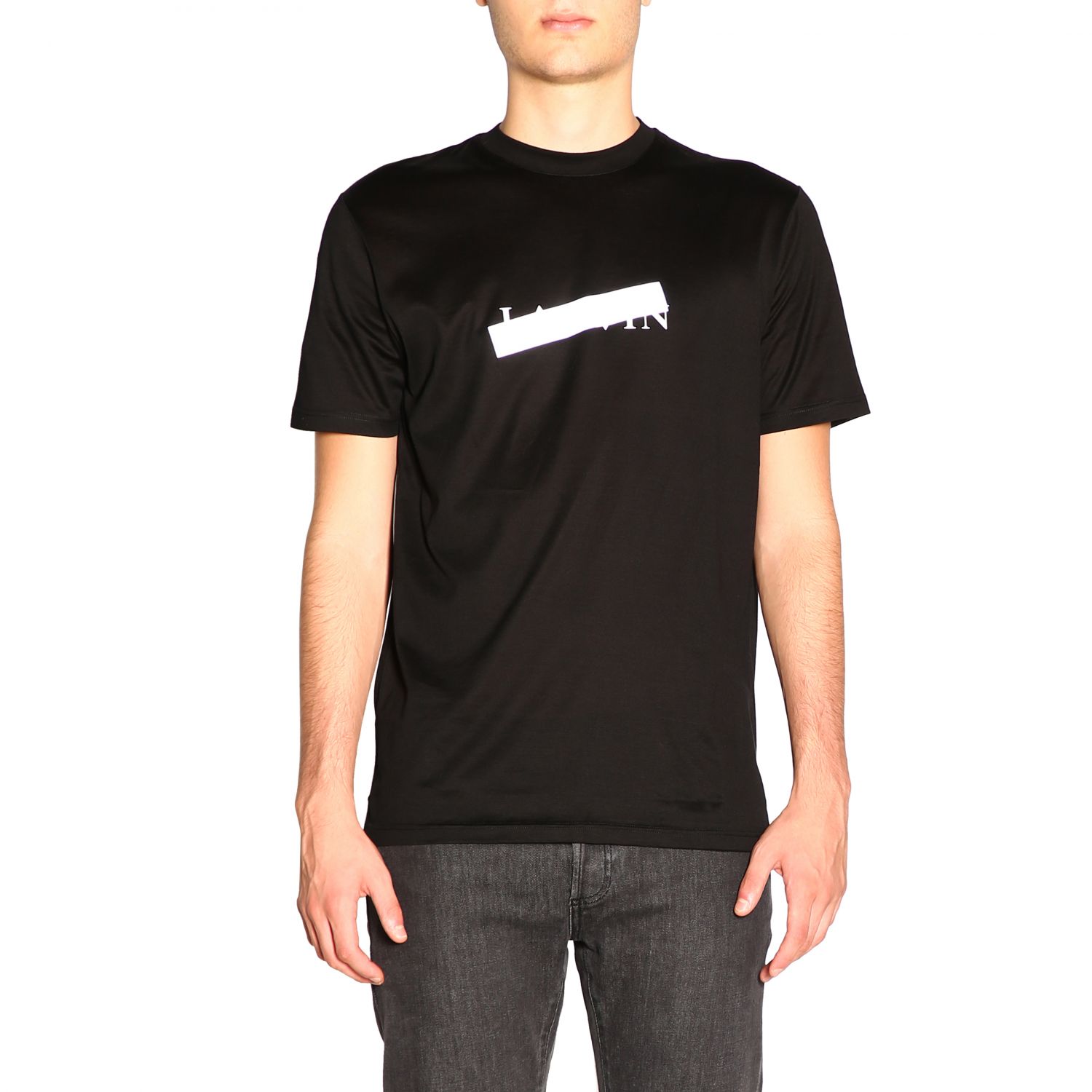 LANVIN: T-shirt a maniche corte con maxi stampa - Nero | Maglia Lanvin  RMJE0025A19 GIGLIO.COM