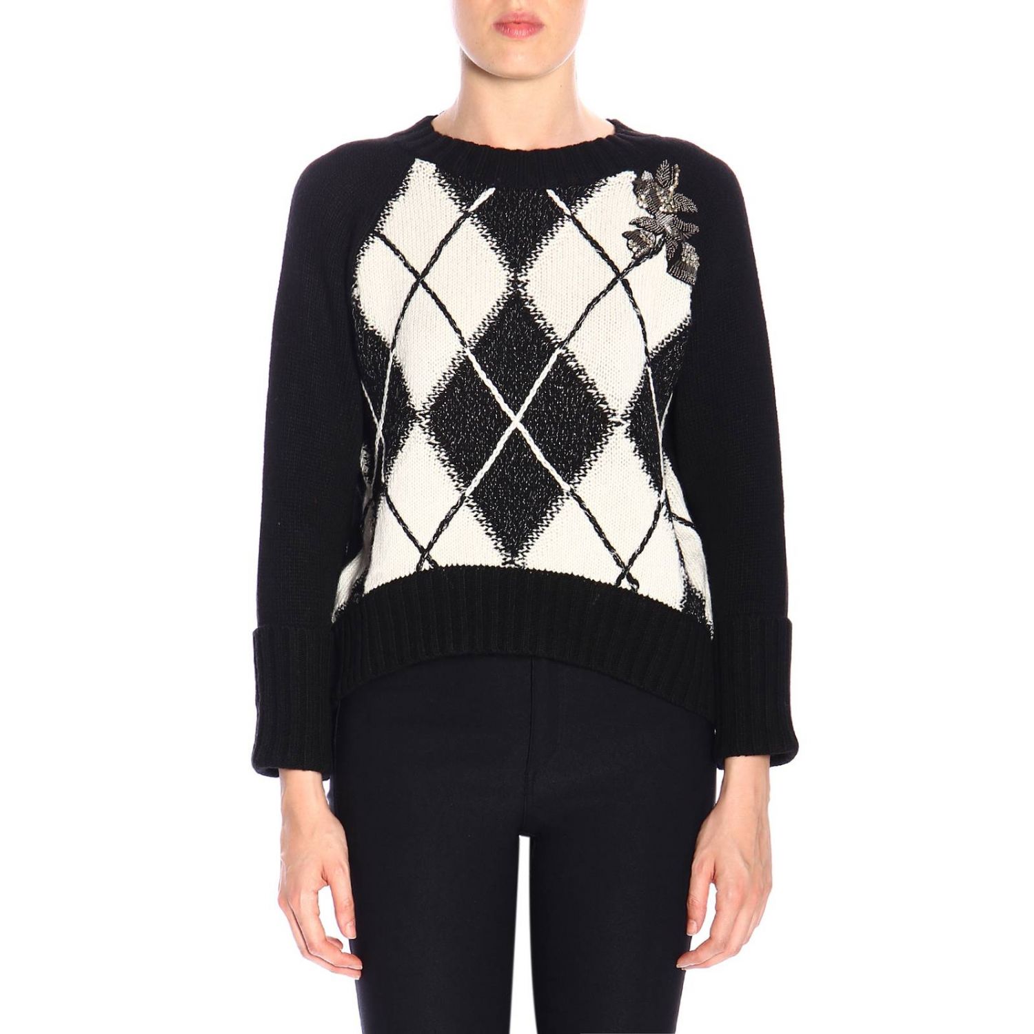 Twin-set sweater with diamond pattern and jewel details | Sweater Twin ...