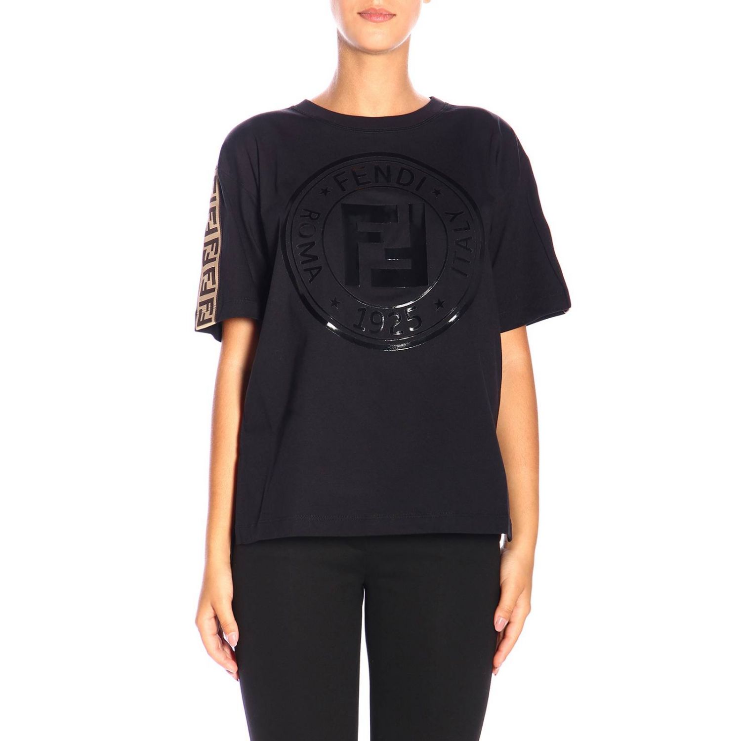FENDI: Short-sleeved T-shirt by with FF symbol and bands | T-Shirt ...
