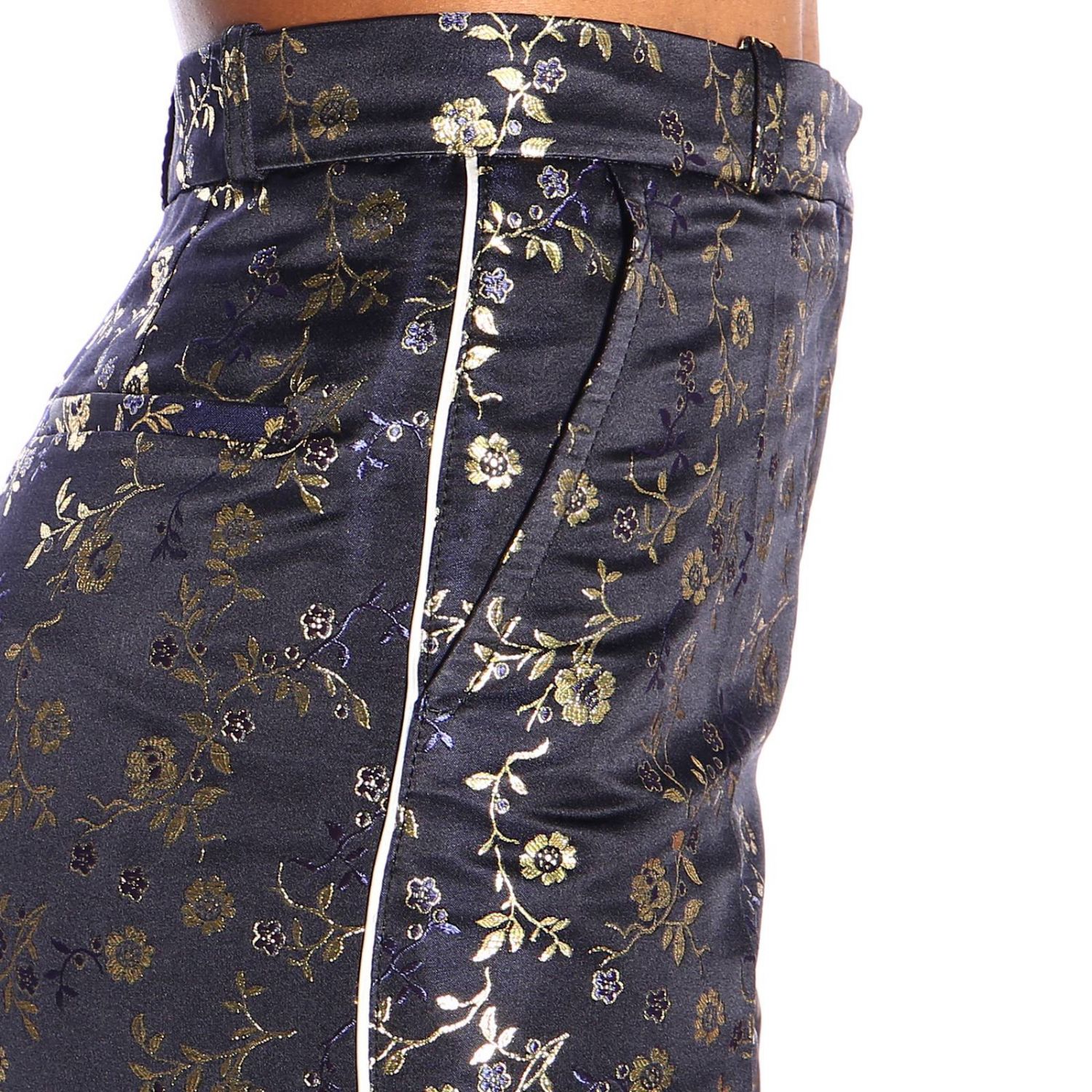 Pantalone Marni: Pantalone Marni slim in tessuto floreale con effetto laminato blue 4