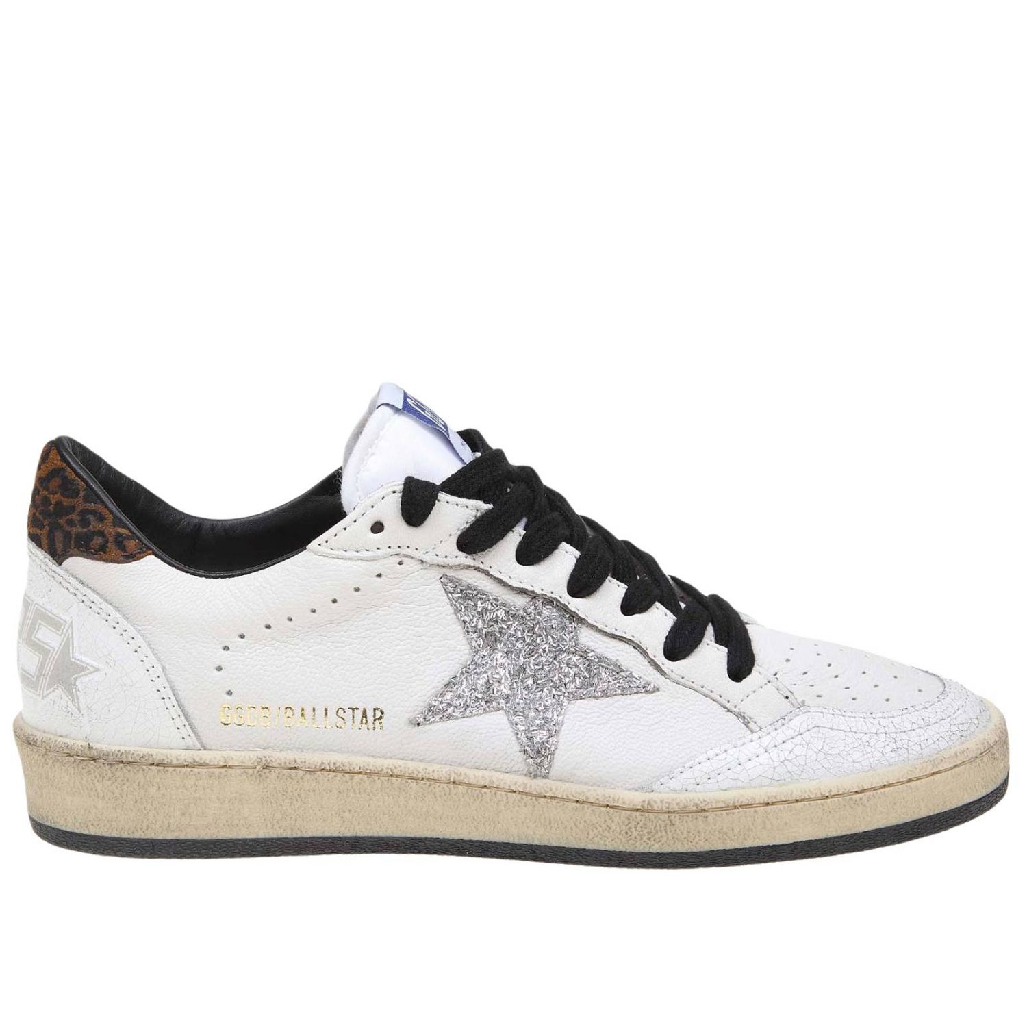 Golden Goose Outlet Ball Star genuine leather sneakers with glitter
