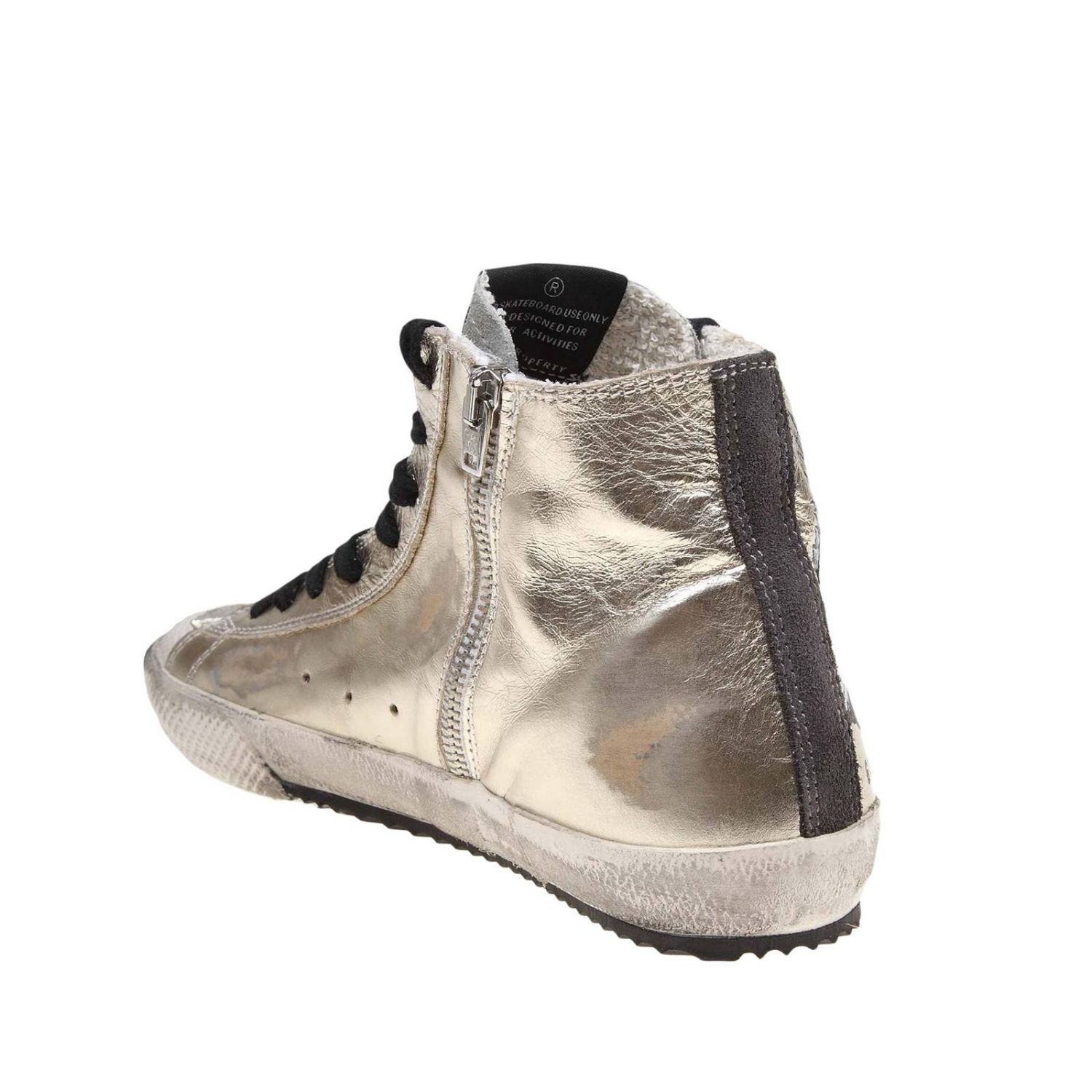 Golden Goose Outlet Sneakers Francy in suede and laminated leather with star Gold Golden