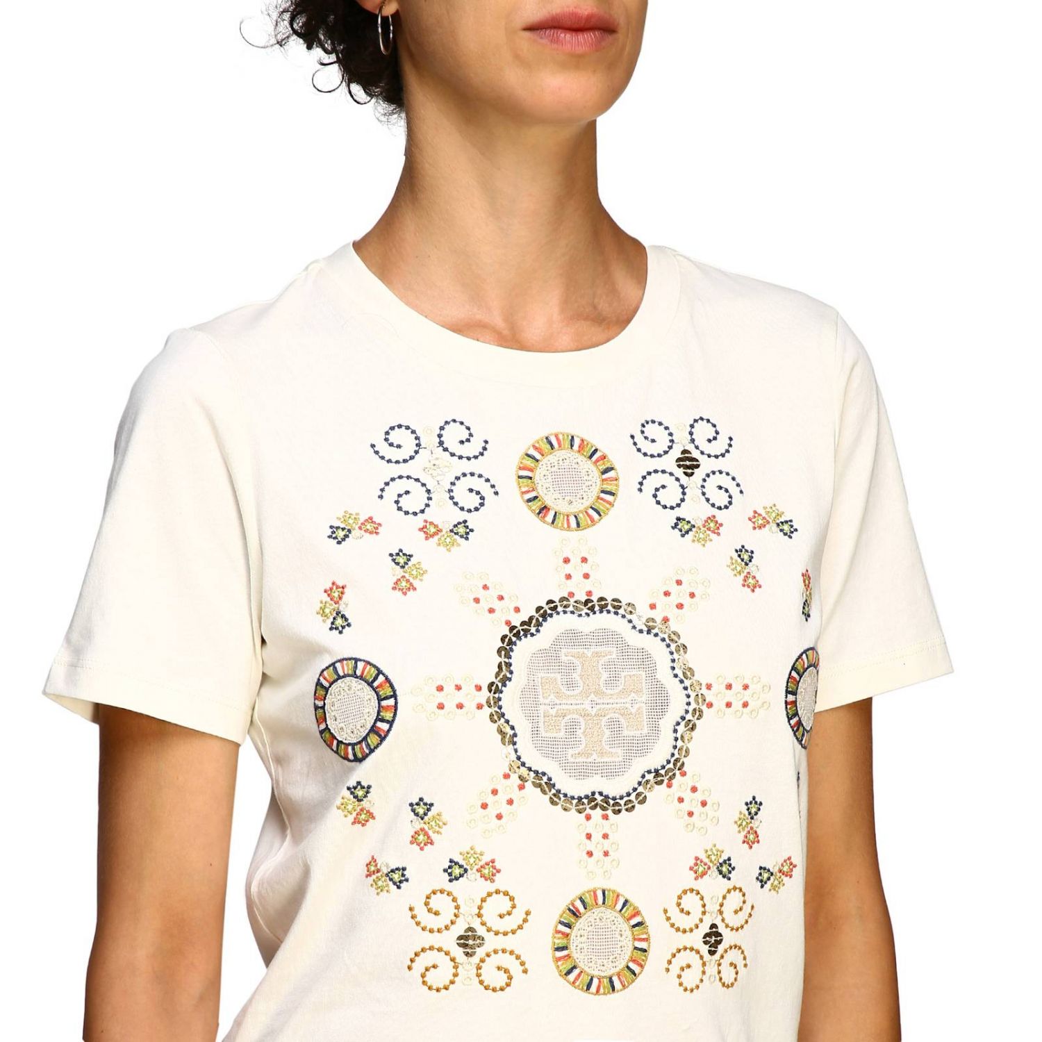 Tory Burch Outlet: t-shirt for woman - White | Tory Burch t-shirt 56528  online on 