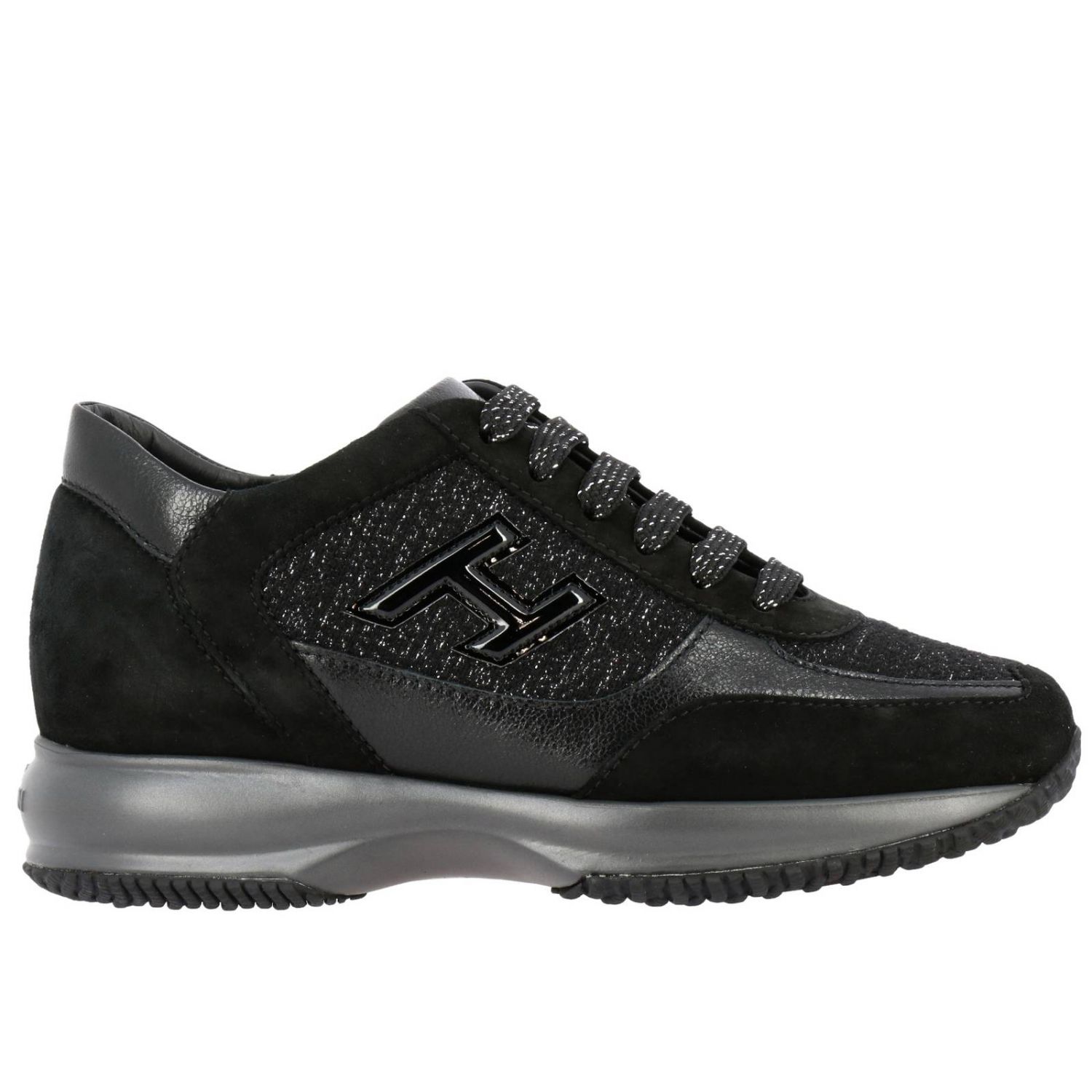 Hogan Outlet: Interactive sneakers in suede leather and lurex fabric ...
