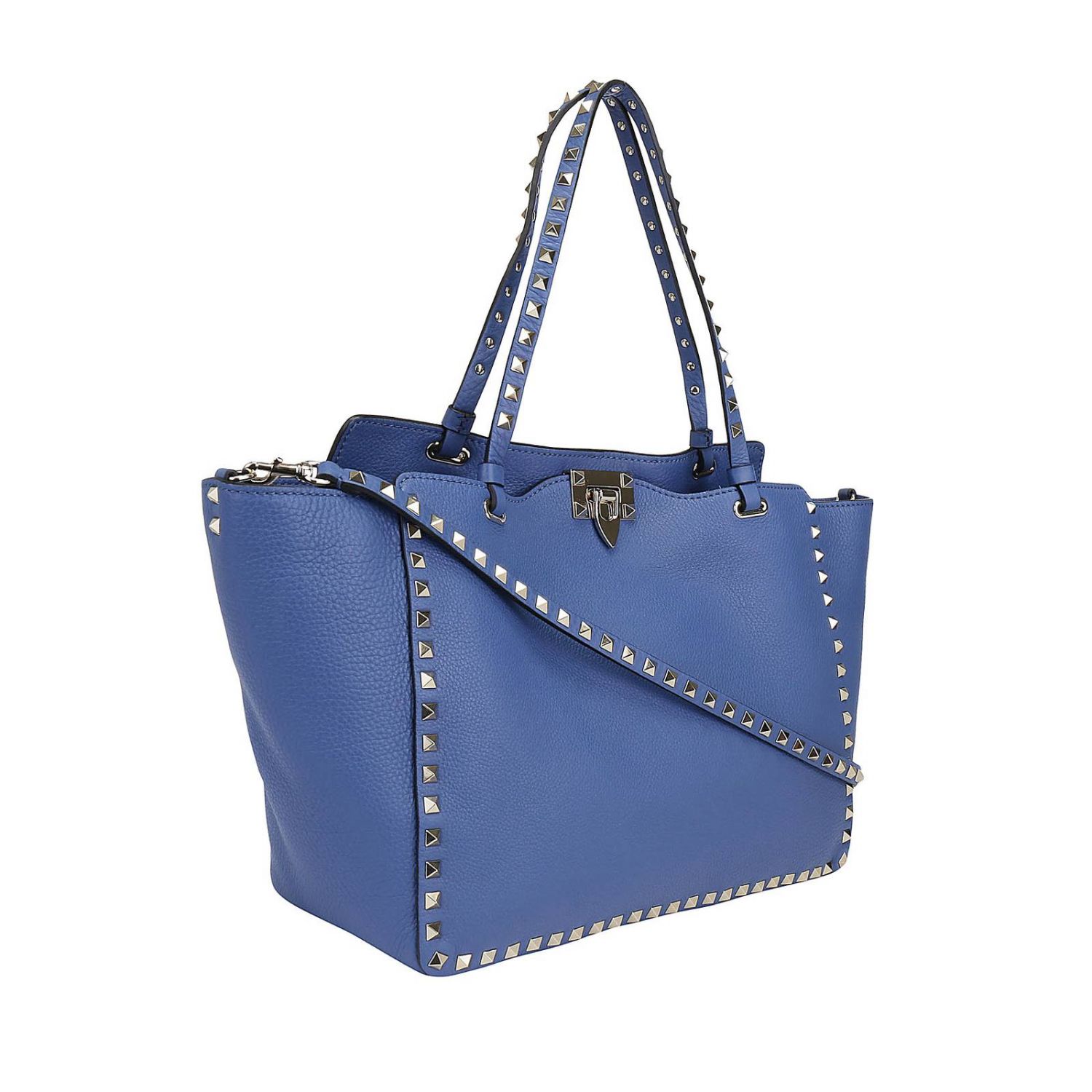 Valentino Garavani Outlet: Borsa Rockstud shopping in vera pelle con  tracolla amovibile - Mare | Borsa A Mano Valentino Garavani SW2B0970 VSF  GIGLIO.COM