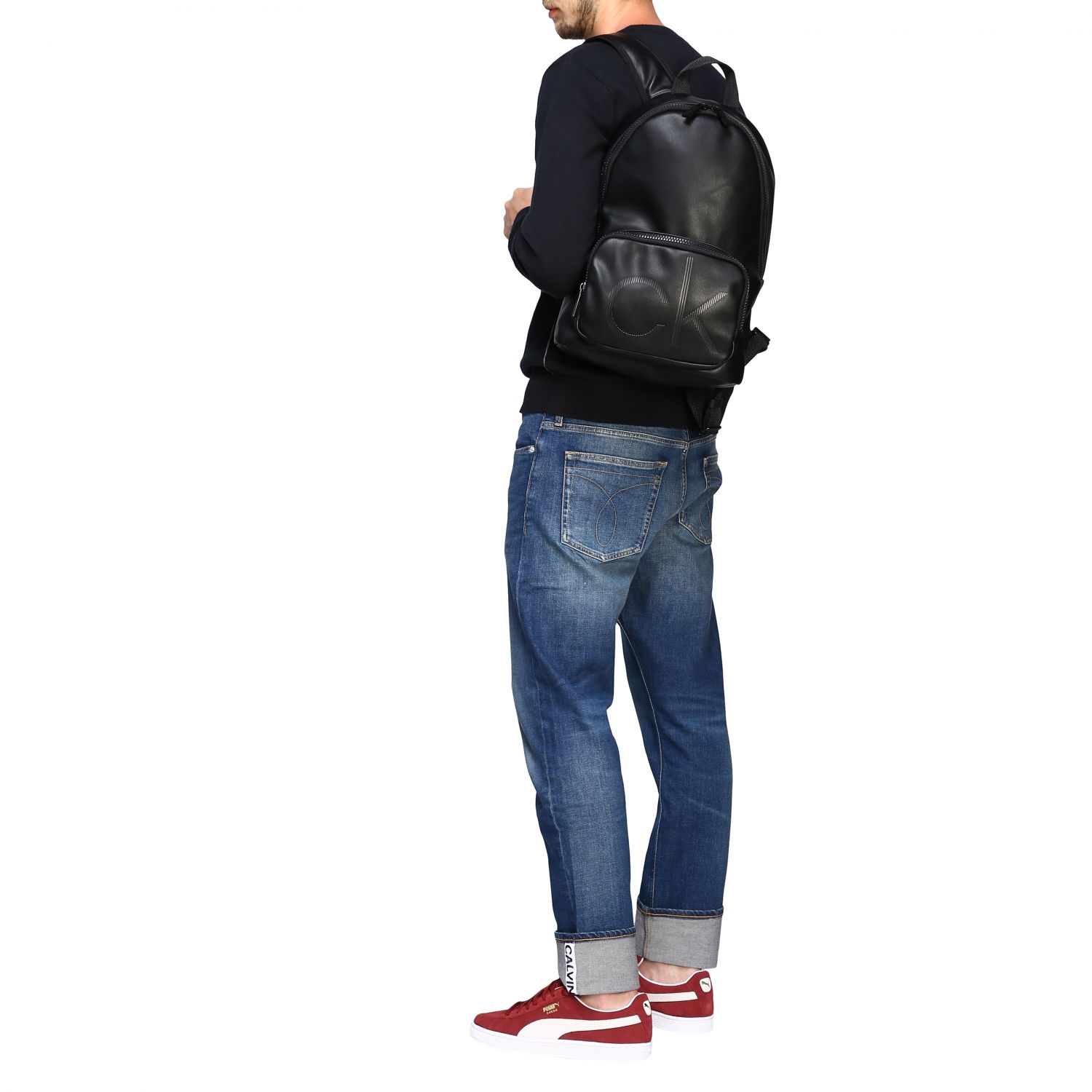Calvin Klein Outlet: Zaino in pelle sintetica con logo - Nero | Zaino  Calvin Klein K50K504805 GIGLIO.COM