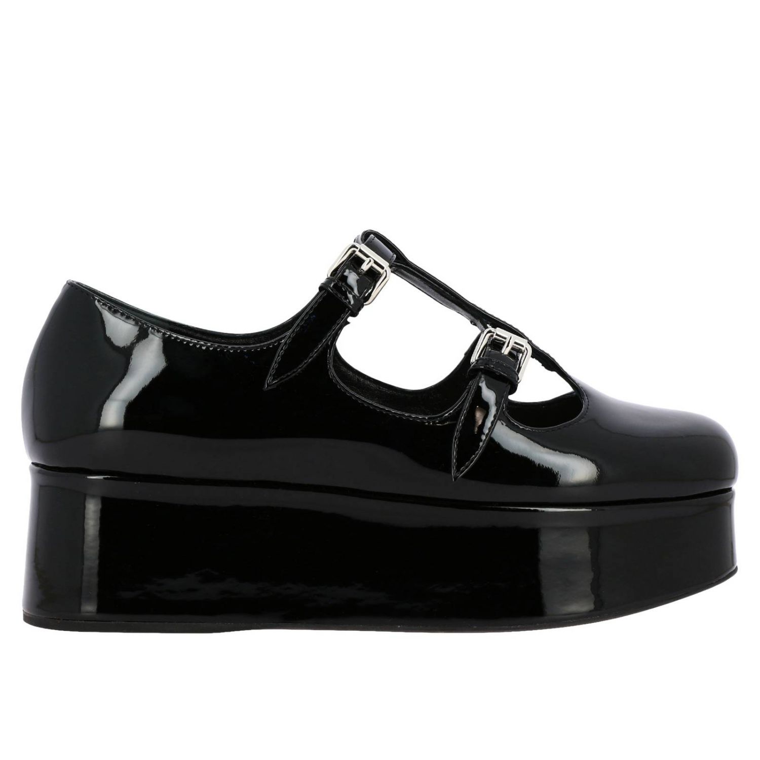 Wedge shoes Miu Miu: Miu Miu platform ballet flats in patent leather black 1