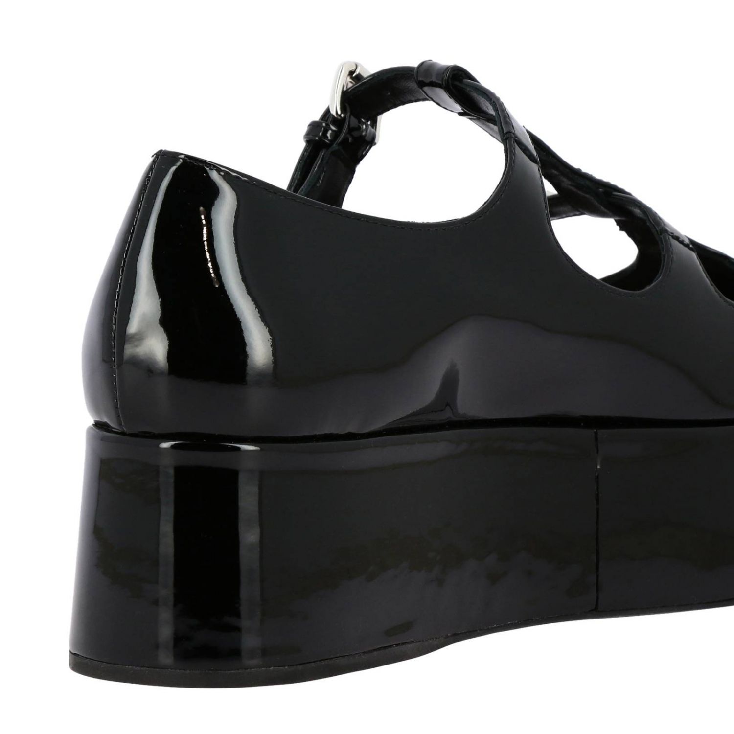 Wedge shoes Miu Miu: Miu Miu platform ballet flats in patent leather black 4