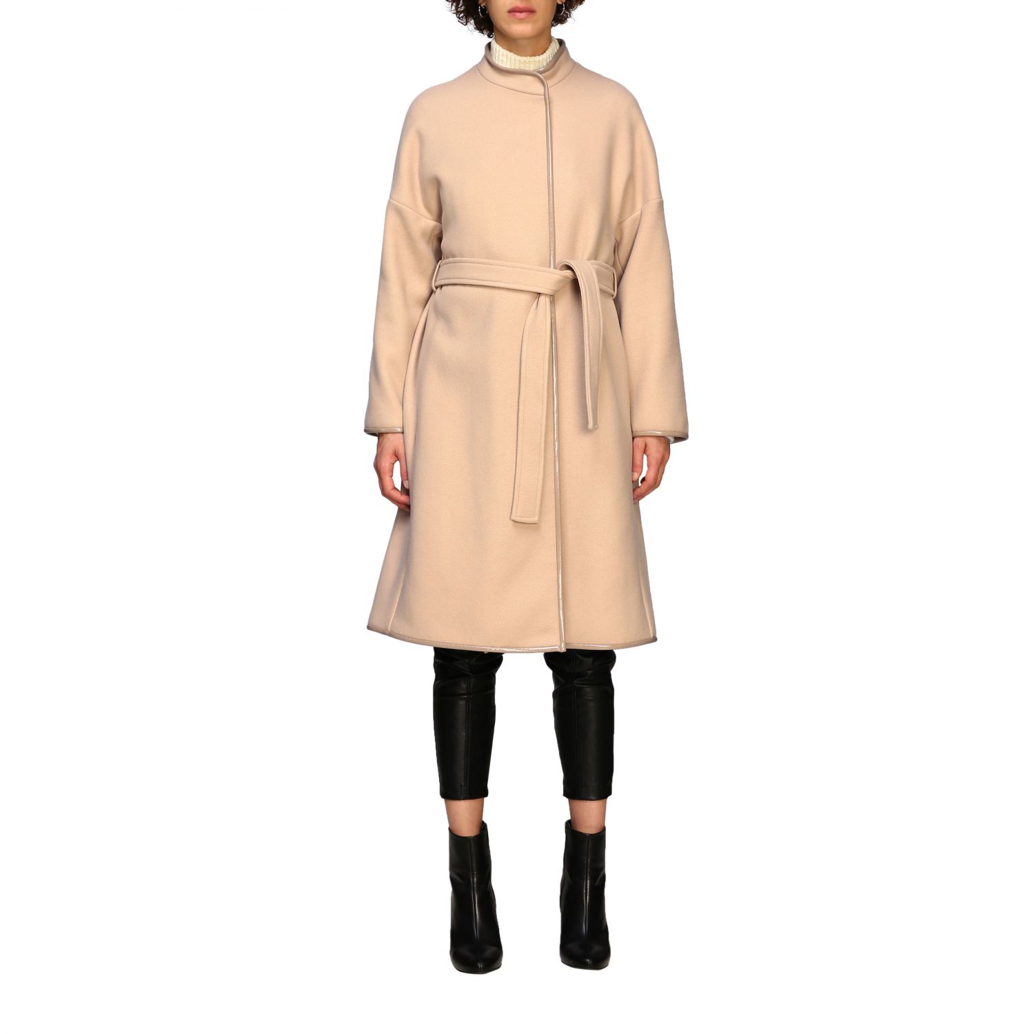 Pinko Outlet: coat for women - Beige | Pinko coat 1G14JJ-7507 online on ...