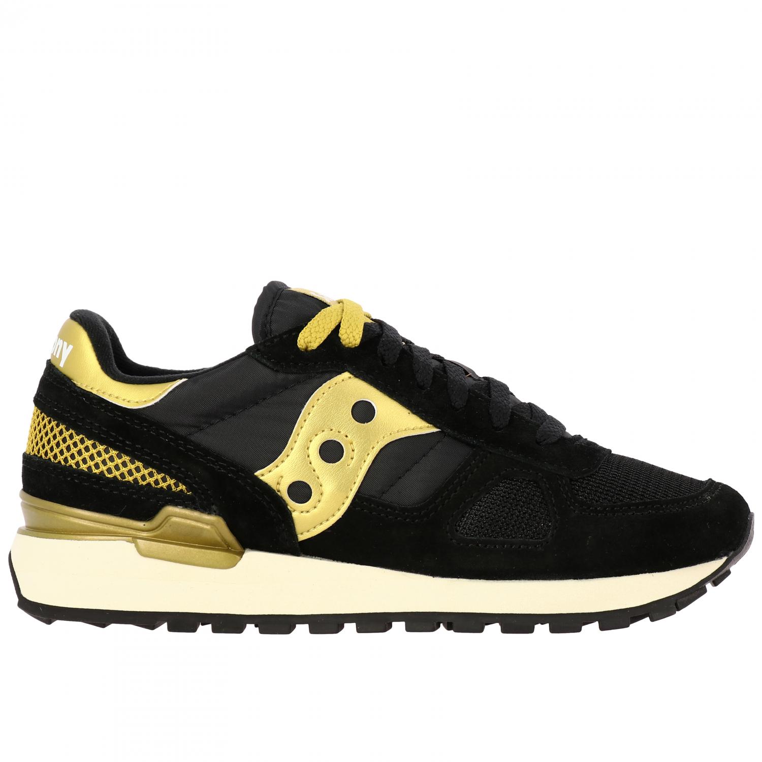 Saucony Outlet: Sneakers in pelle scamosciata e micro rete - Nero ...