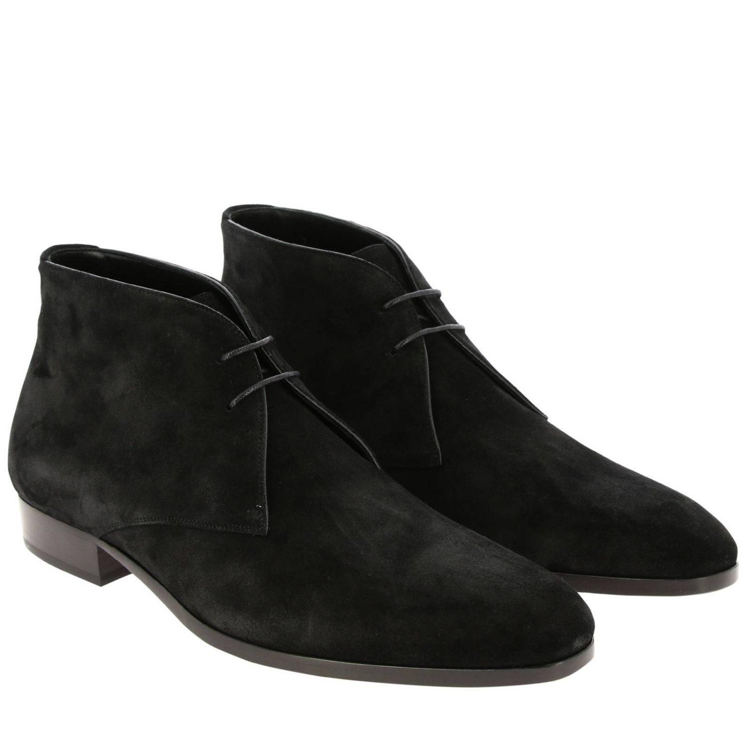 Saint Laurent Outlet: Classic chukka boots in suede - Black | Saint ...
