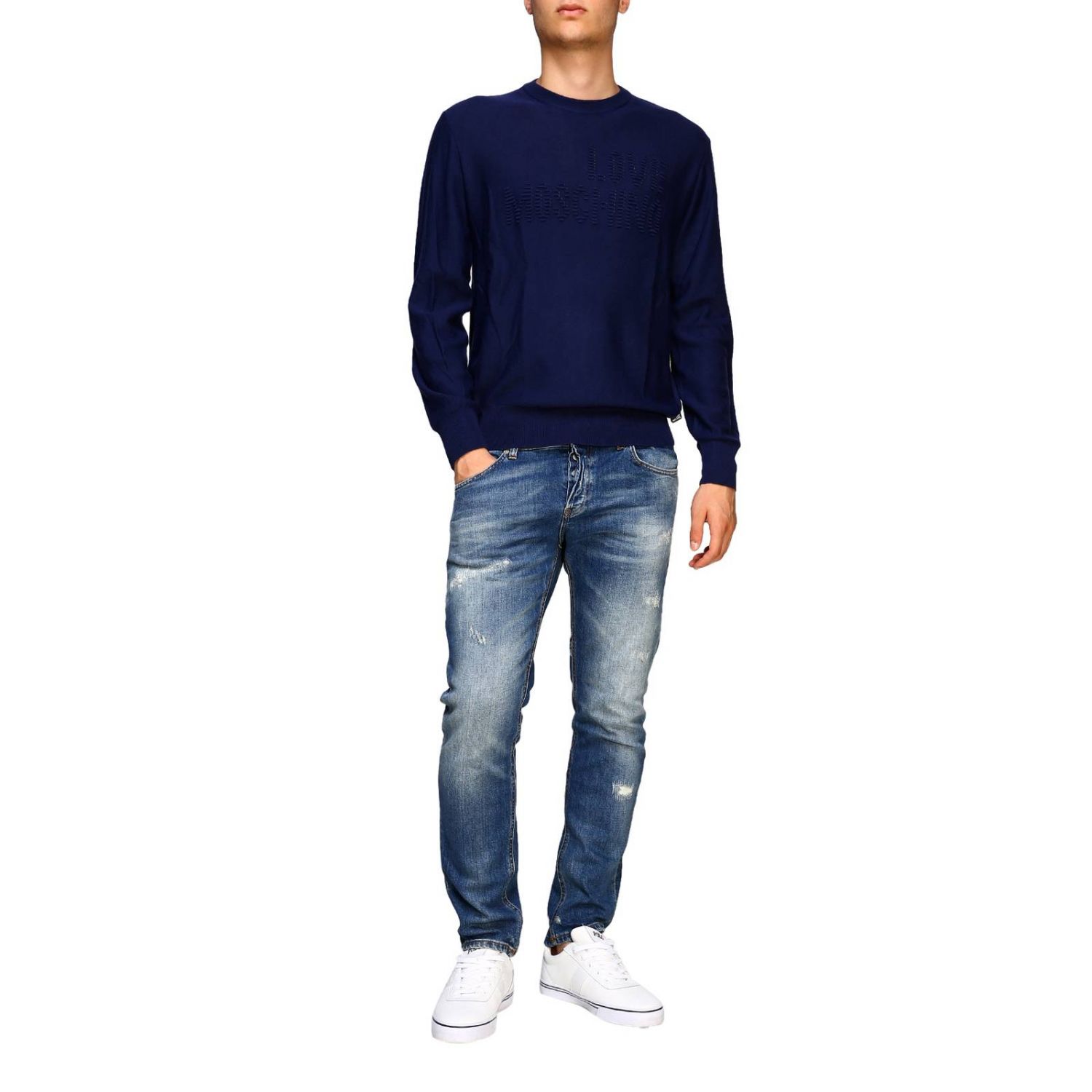 LOVE MOSCHINO: jumper for men - Blue | Love Moschino jumper MSG5510 ...