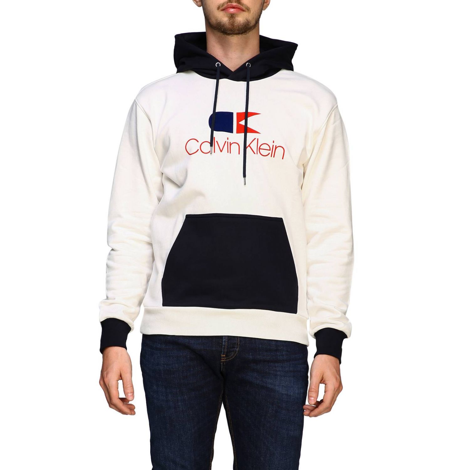 Calvin Klein Outlet: Sudadera con capucha y logo maxi | Sudadera Calvin