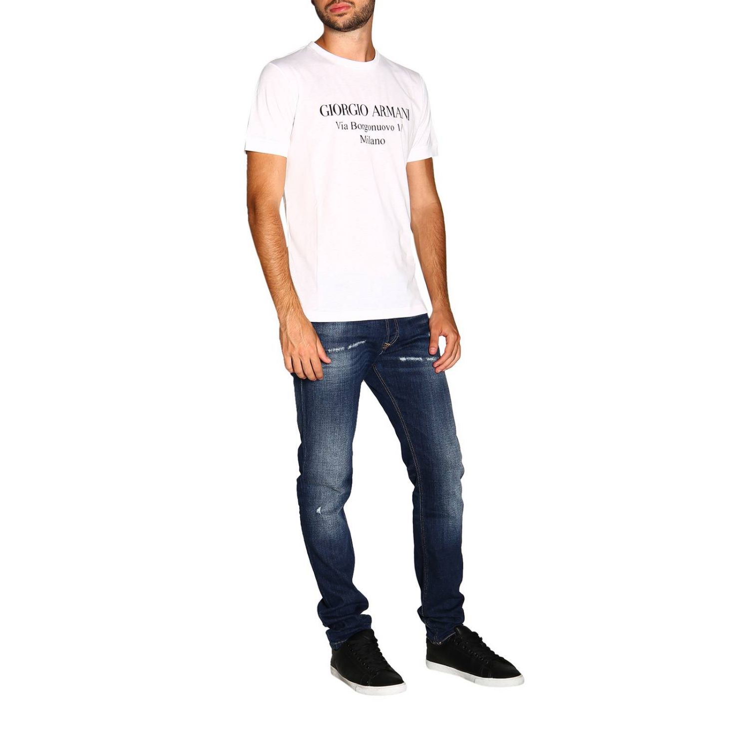 Giorgio Armani Outlet: t-shirt for men - White | Giorgio Armani t-shirt ...