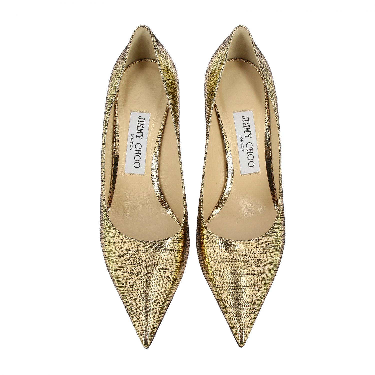 Jimmy Choo Outlet Love Pumps aus laminiertem Leder Gold Jimmy Choo