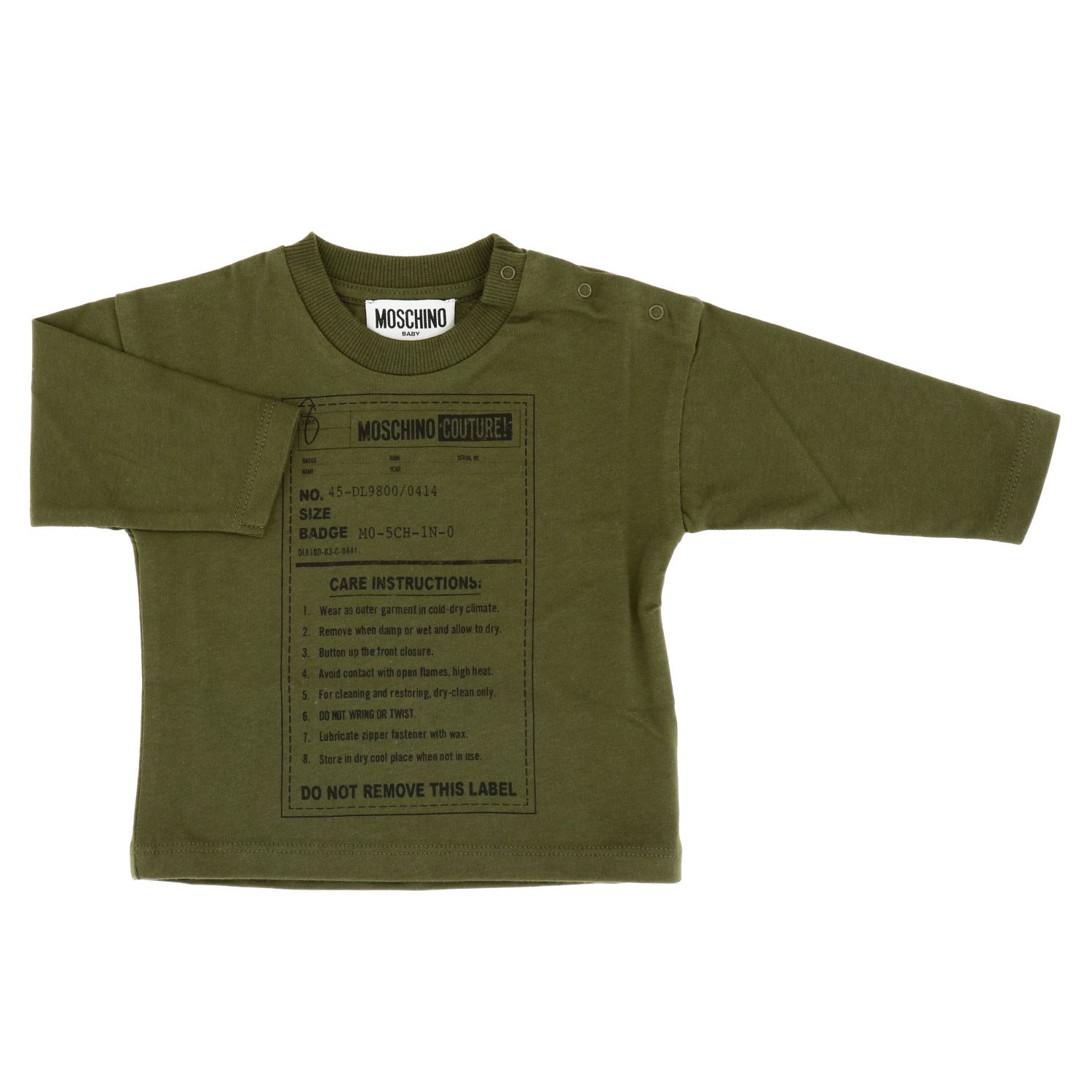 Moschino Baby Outlet tshirt for boys Olive Moschino Baby tshirt