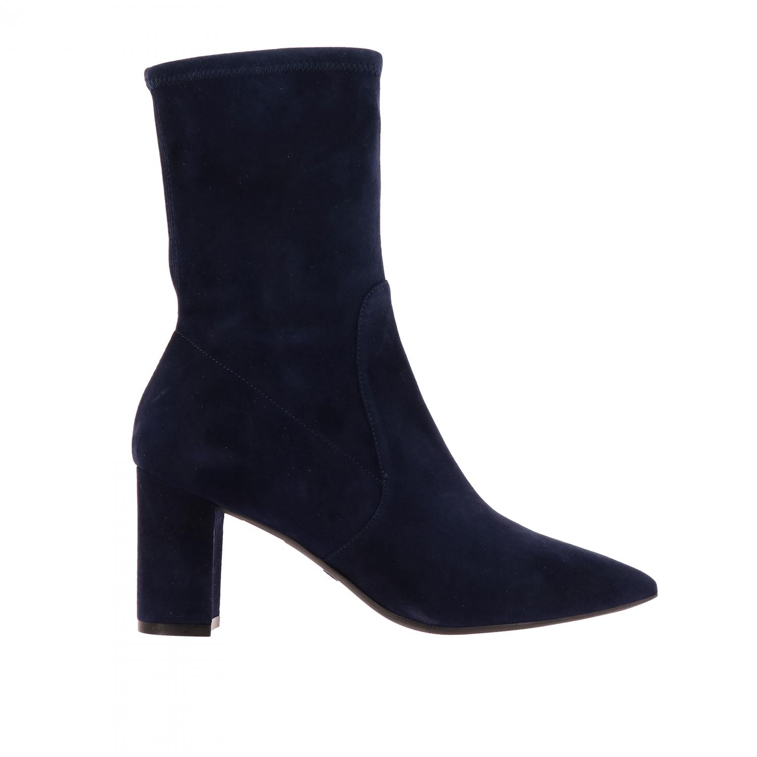 Stuart Weitzman Outlet: flat ankle boots for woman - Blue | Stuart ...