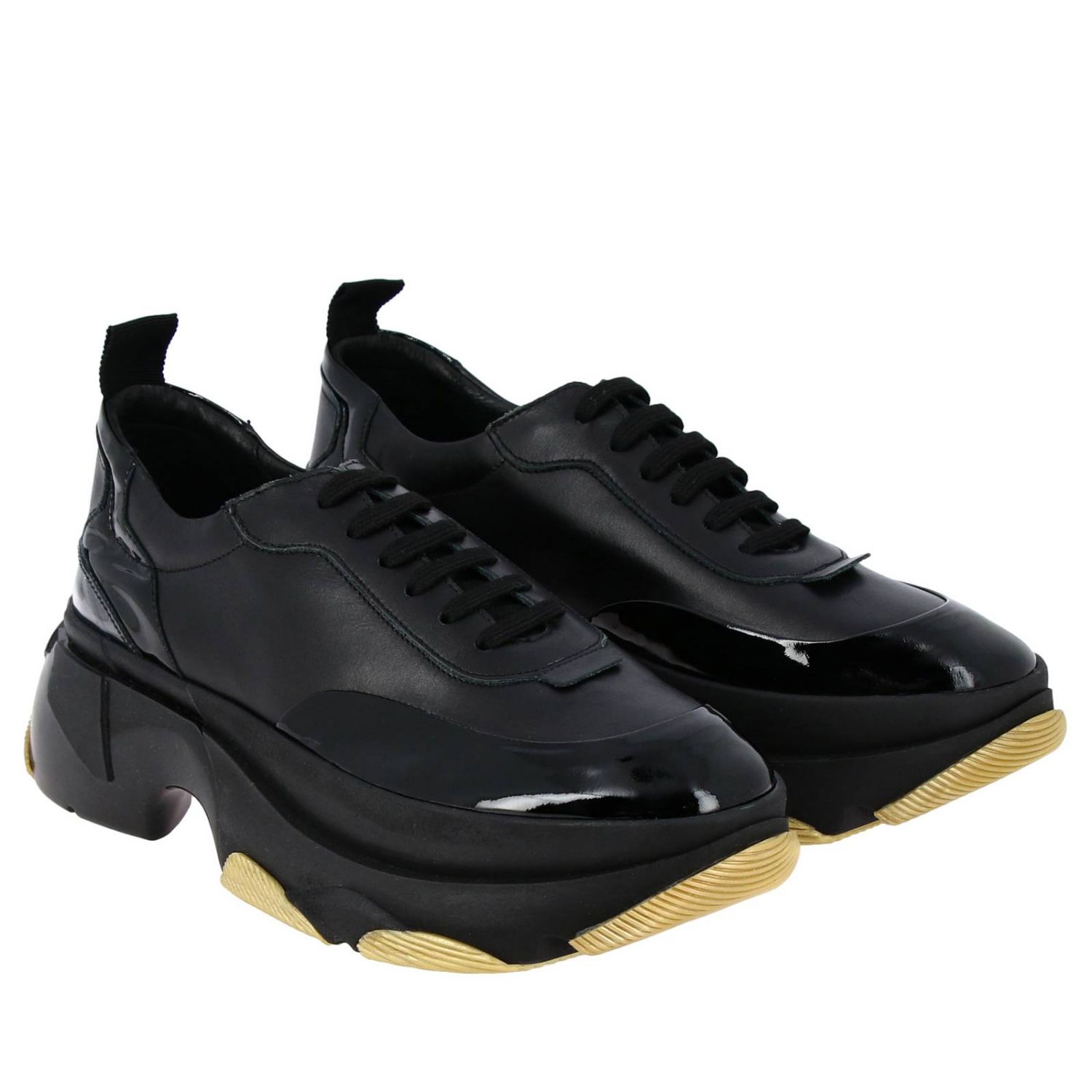 Patrizia Pepe Outlet: sneakers in leather and patent leather with maxi ...