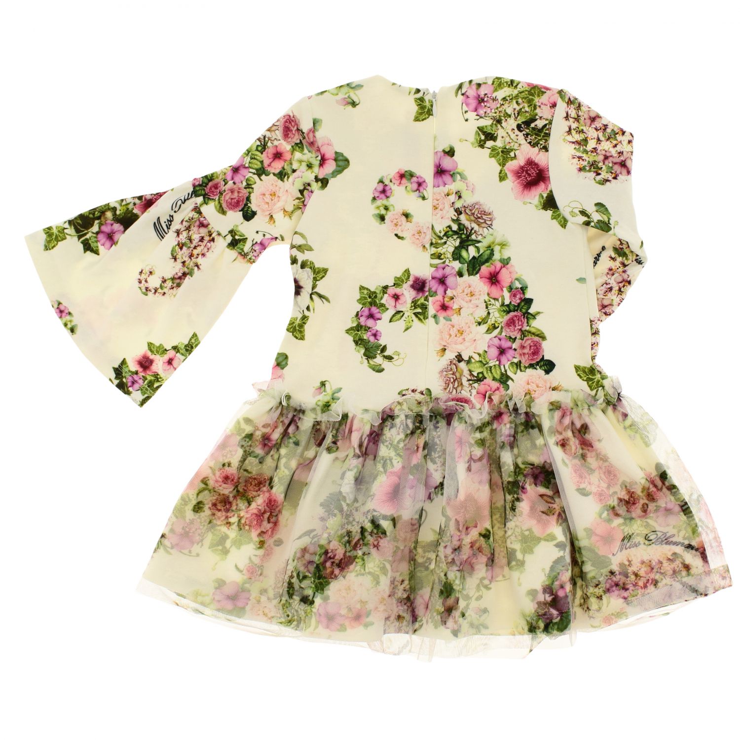 Miss Blumarine Outlet Dress kids Yellow Cream Dress Miss Blumarine
