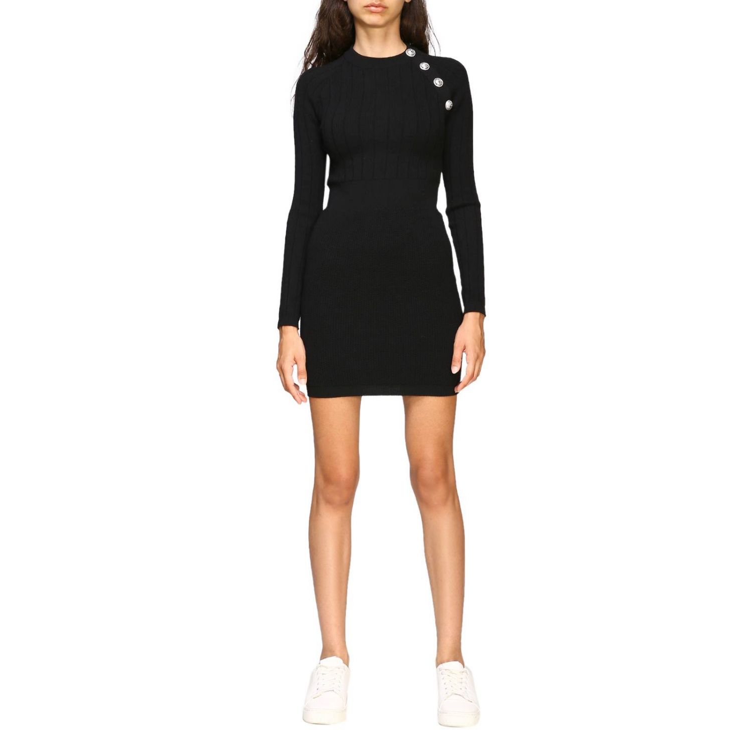 BALMAIN: knit dress with jewel buttons 