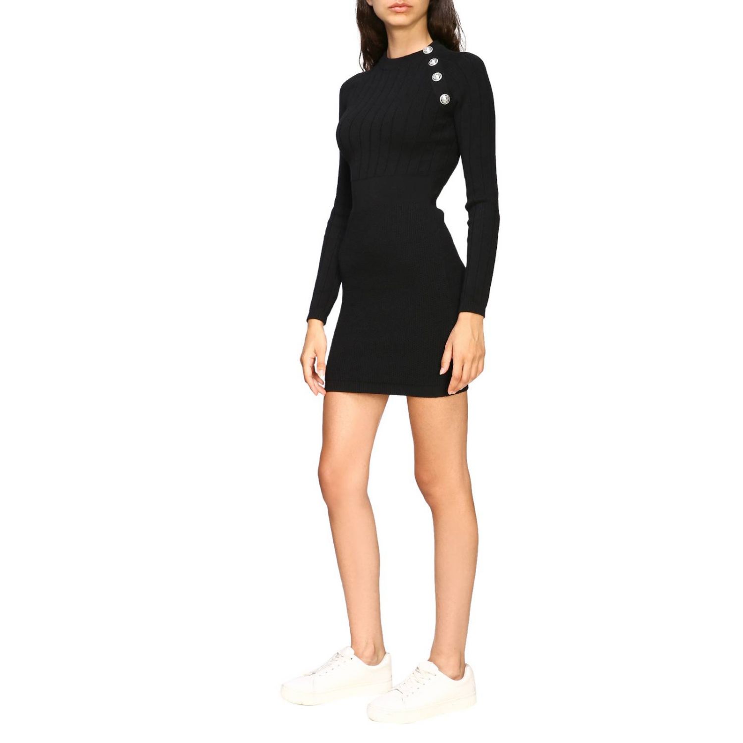 BALMAIN: knit dress with jewel buttons 