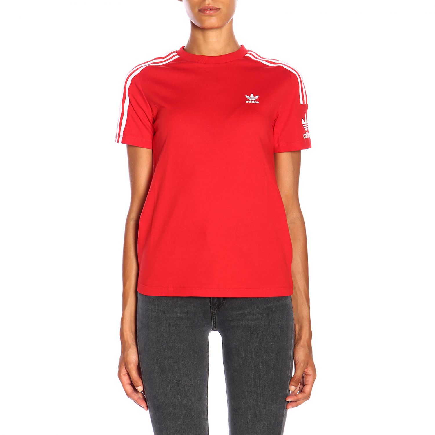 red and white adidas t shirt women's